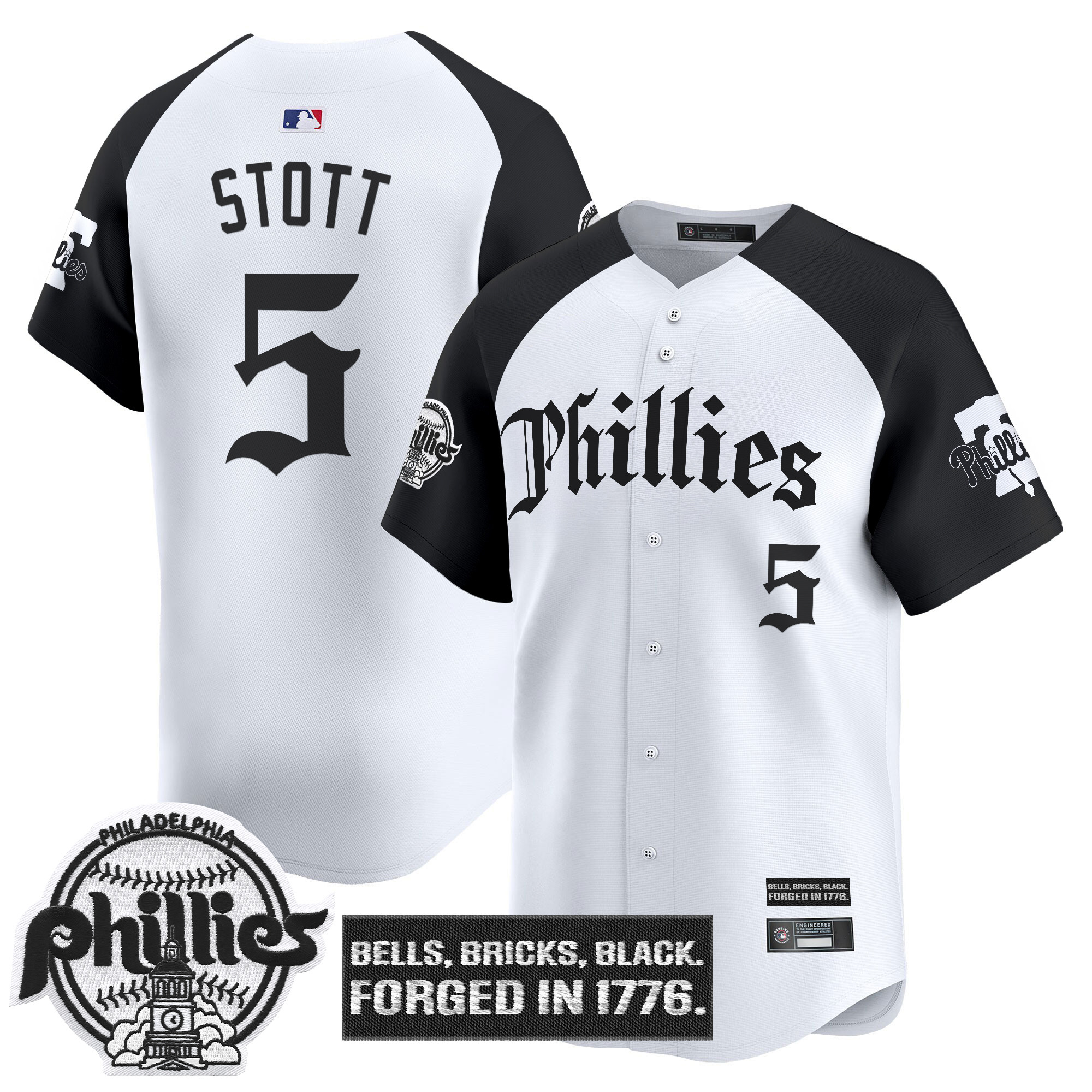 Men's Philadelphia Phillies 'Gothic Liberty Edition' Vapor Premier Limited Jersey - All Stitched