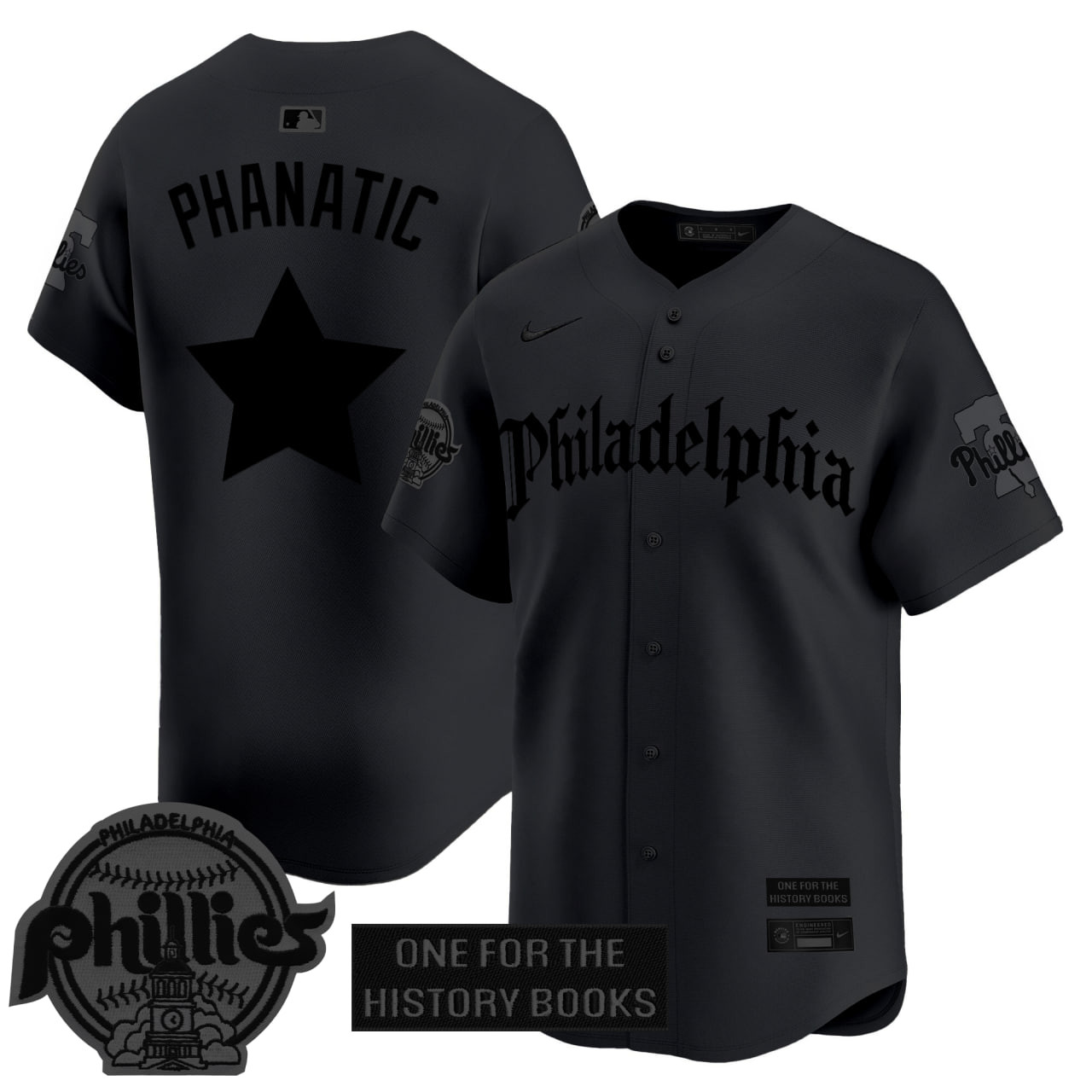 Men's Phillies 'Retro Newspaper Edition' Full Black Vapor Premier Limited Jersey - All Stitched