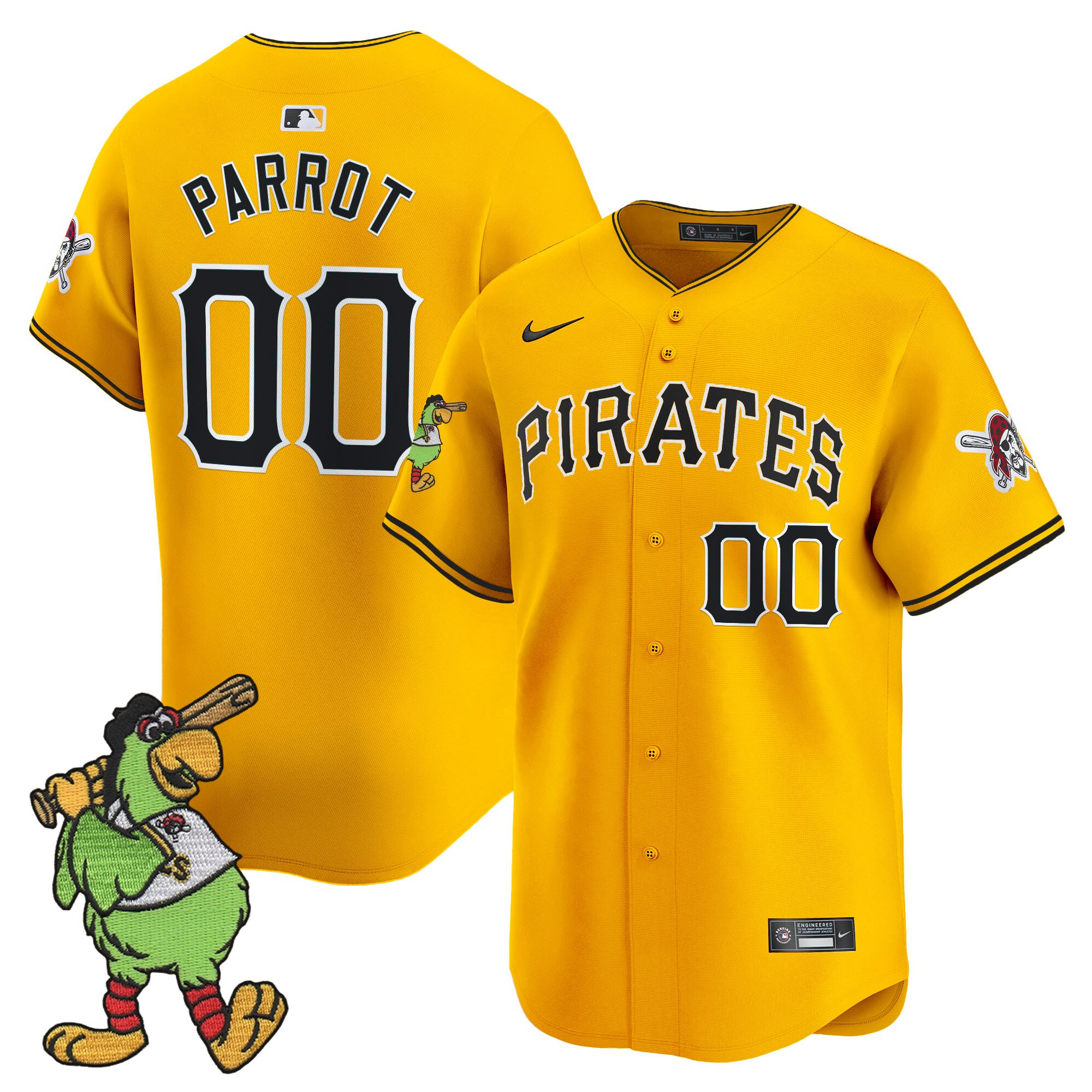 Men's Pittsburgh Pirates Pirate Parrot Patch Vapor Premier Limited Jersey - All Stitched