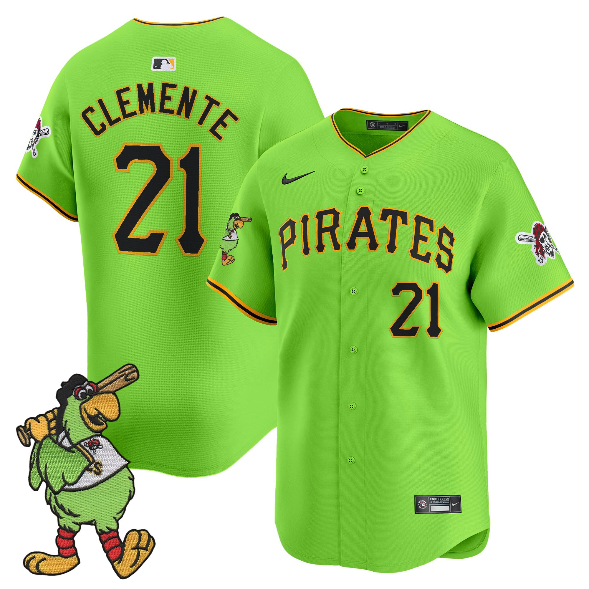 Men's Pittsburgh Pirates Pirate Parrot Patch Vapor Premier Limited Jersey - All Stitched