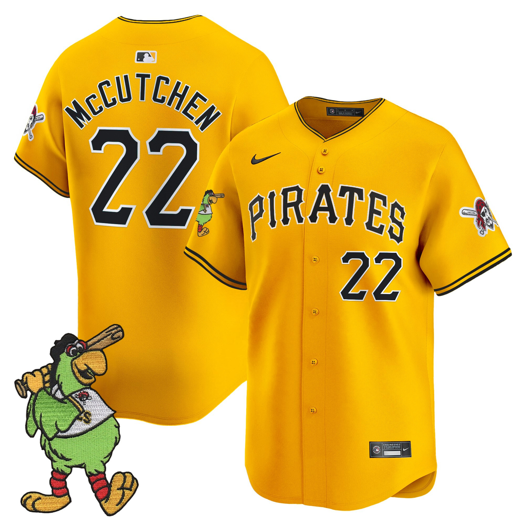 Men's Pittsburgh Pirates Pirate Parrot Patch Vapor Premier Limited Jersey - All Stitched