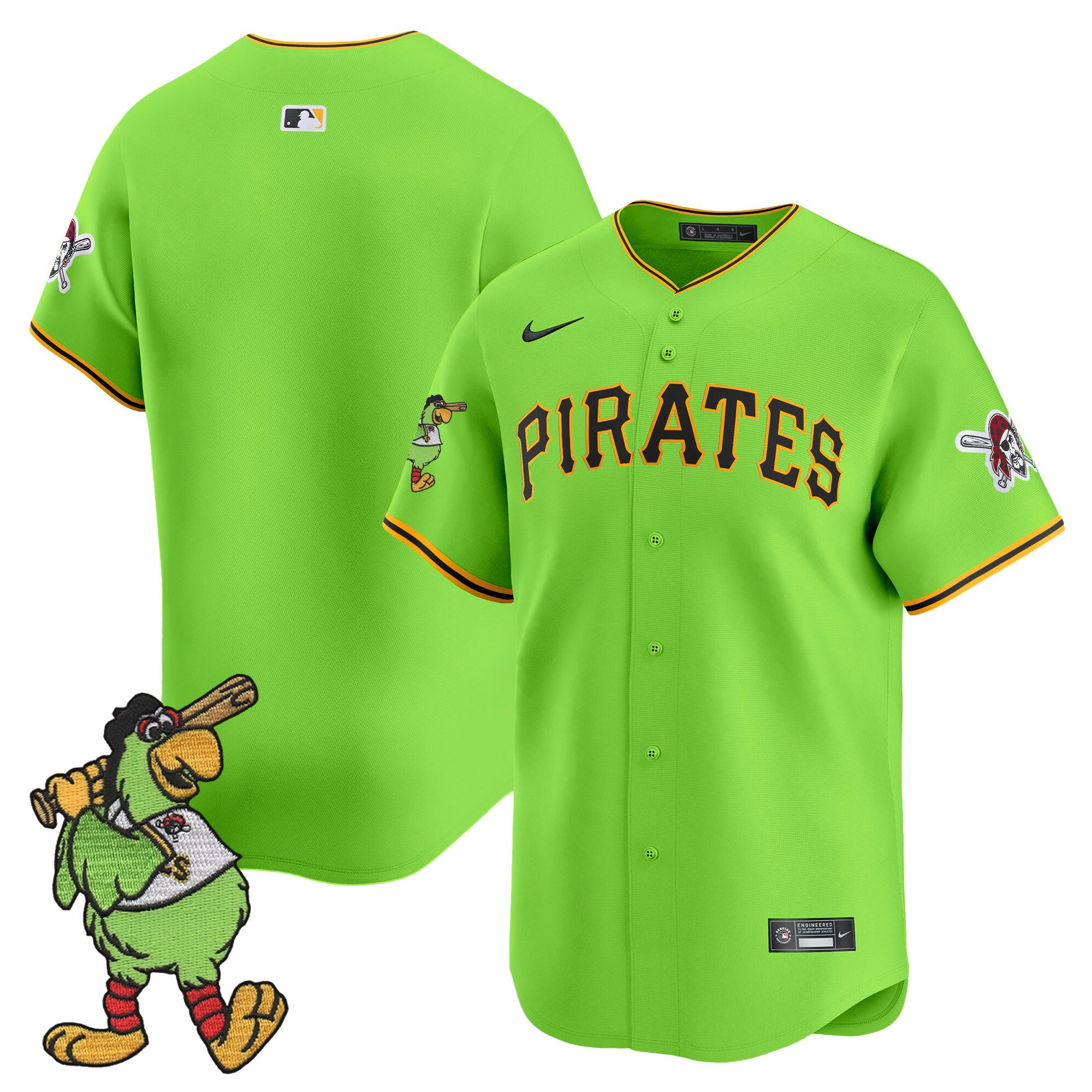 Men's Pittsburgh Pirates Pirate Parrot Patch Vapor Premier Limited Jersey - All Stitched