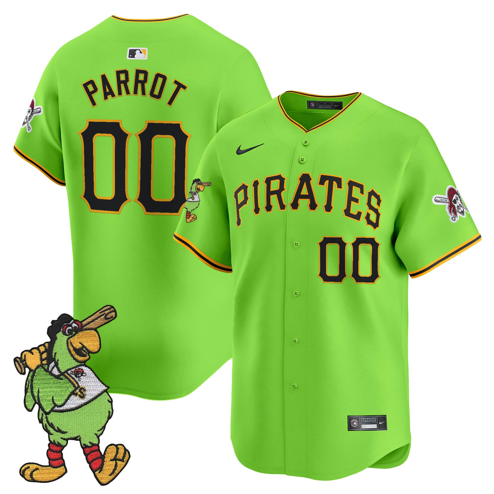 Men's Pittsburgh Pirates Pirate Parrot Patch Vapor Premier Limited Jersey - All Stitched