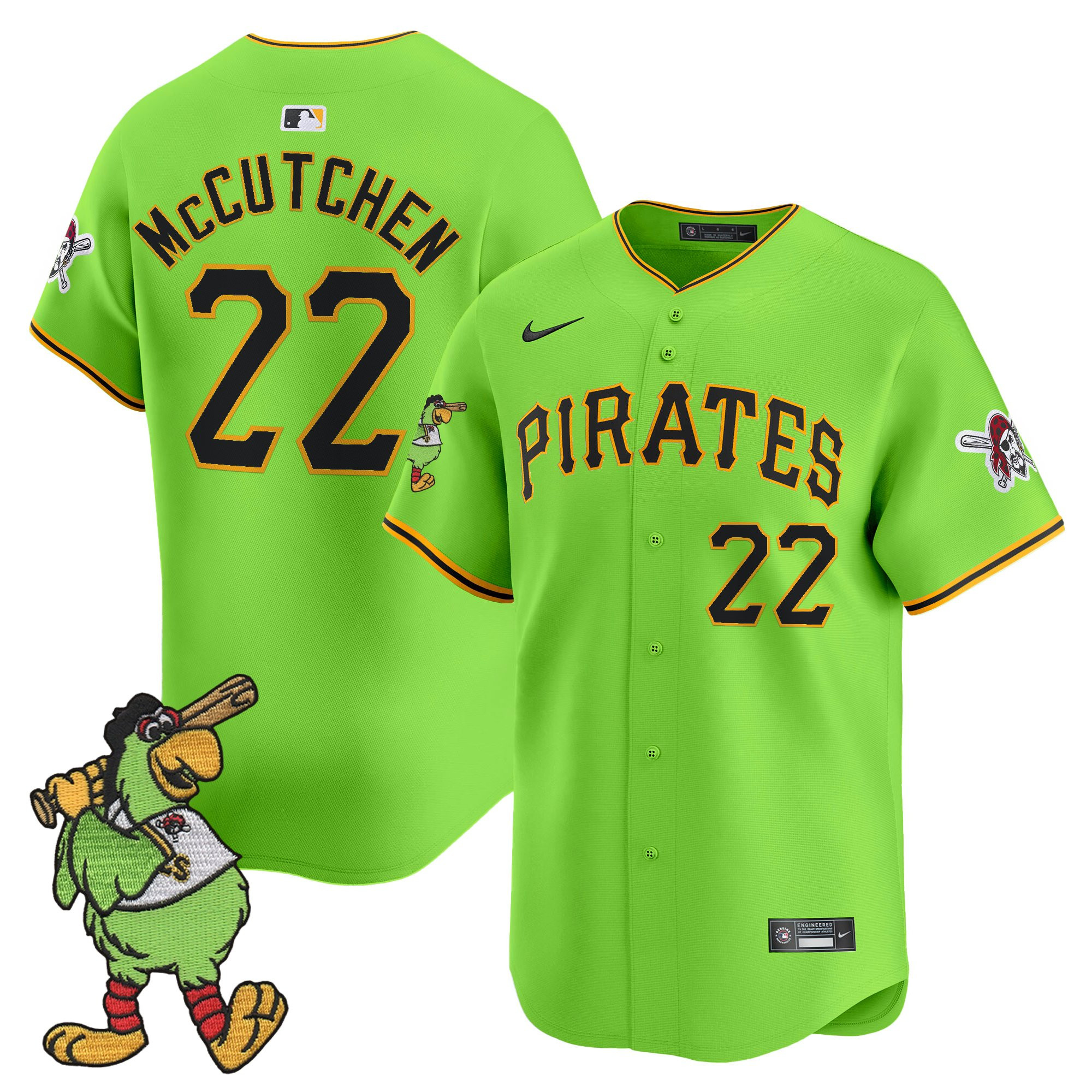 Men's Pittsburgh Pirates Pirate Parrot Patch Vapor Premier Limited Jersey - All Stitched