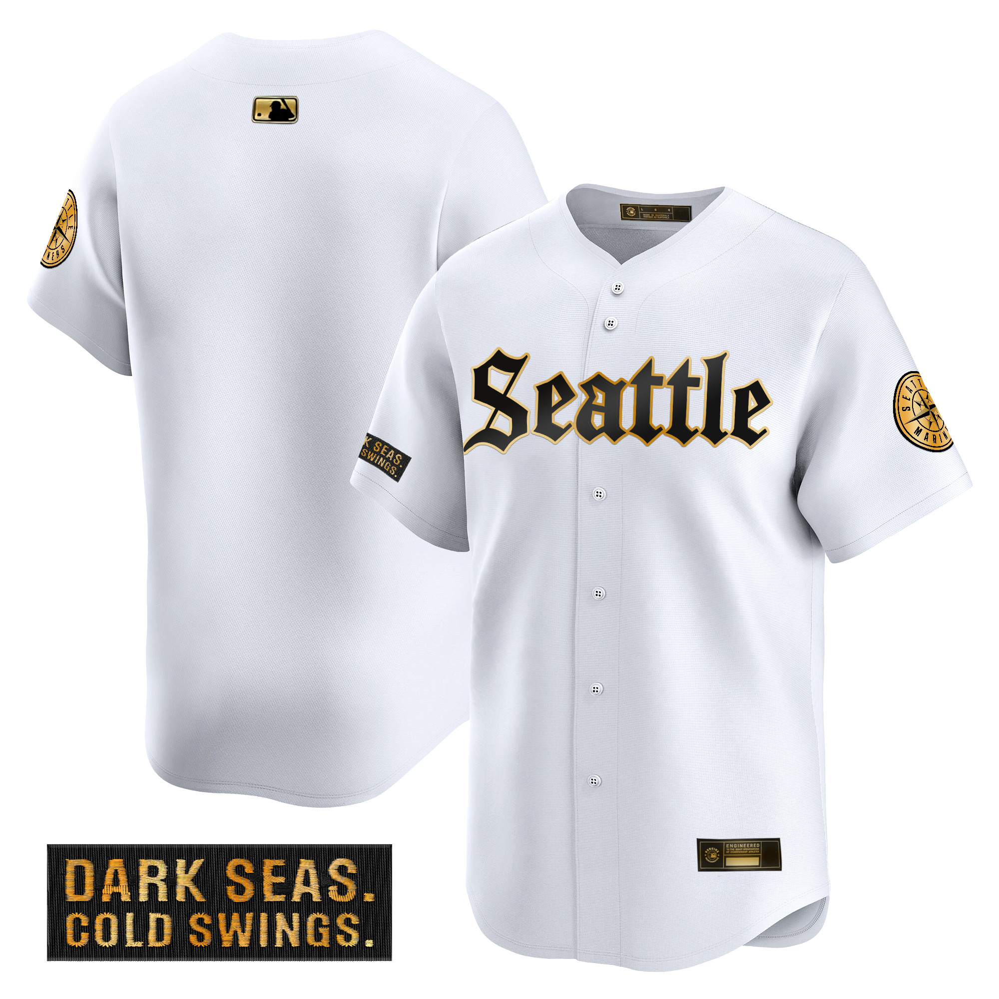 Men's Seattle Mariners 'Deep Sea Gothic Edition' Gold Vapor Premier Limited Jersey - All Stitched
