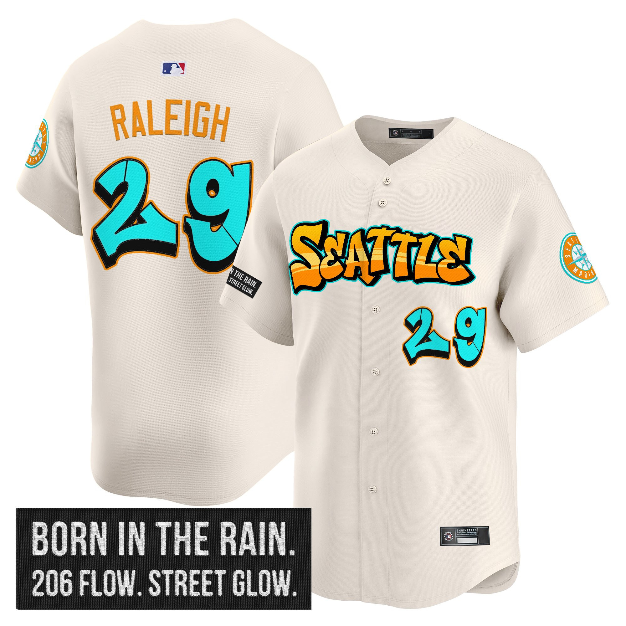 Men's Seattle Mariners 'Graffiti Emerald Drop Edition' Vapor Premier Limited Jersey - All Stitched