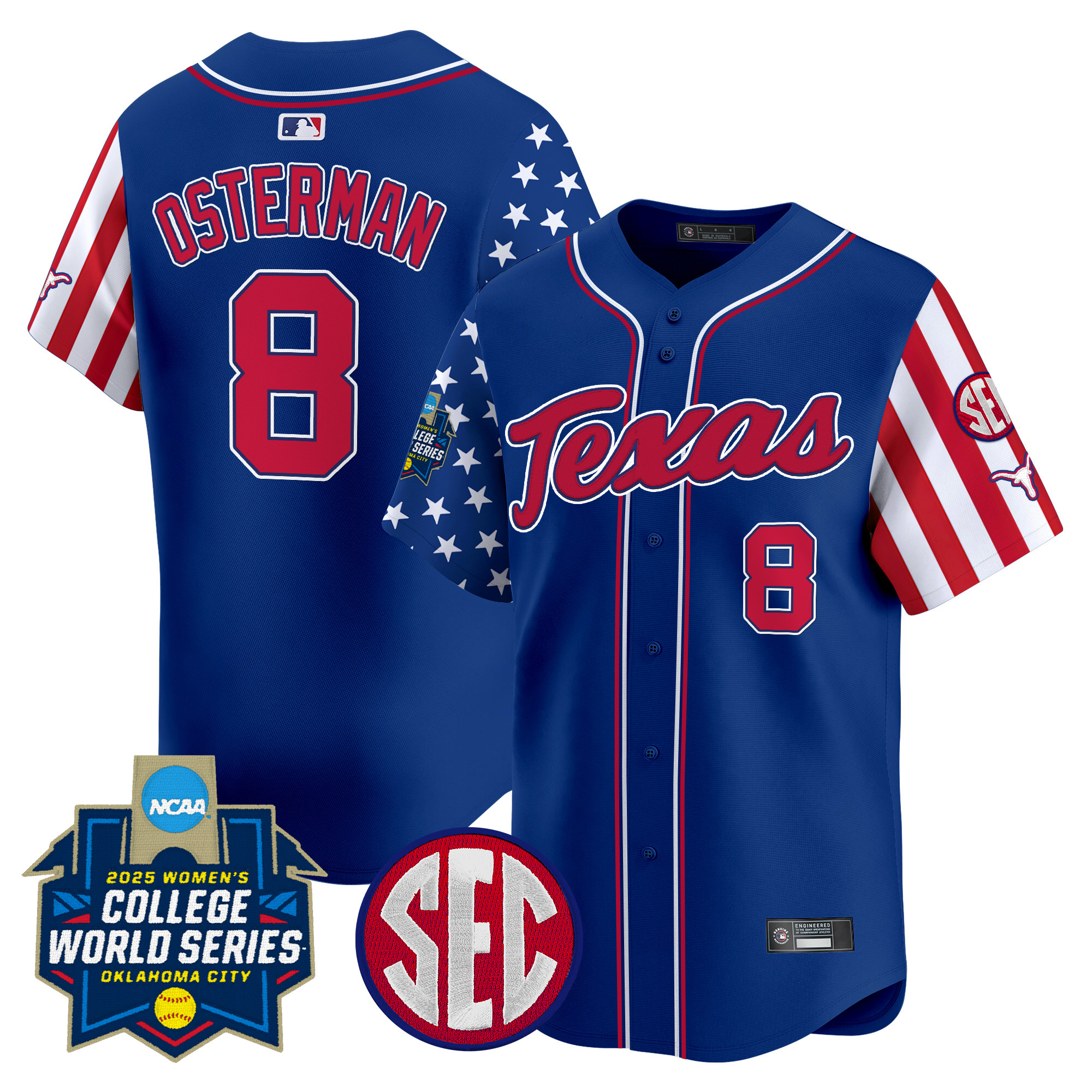 Men's size - Texas Longhorns Softball 2025 Independence Day Vapor Premier Limited Jersey - All Stitched