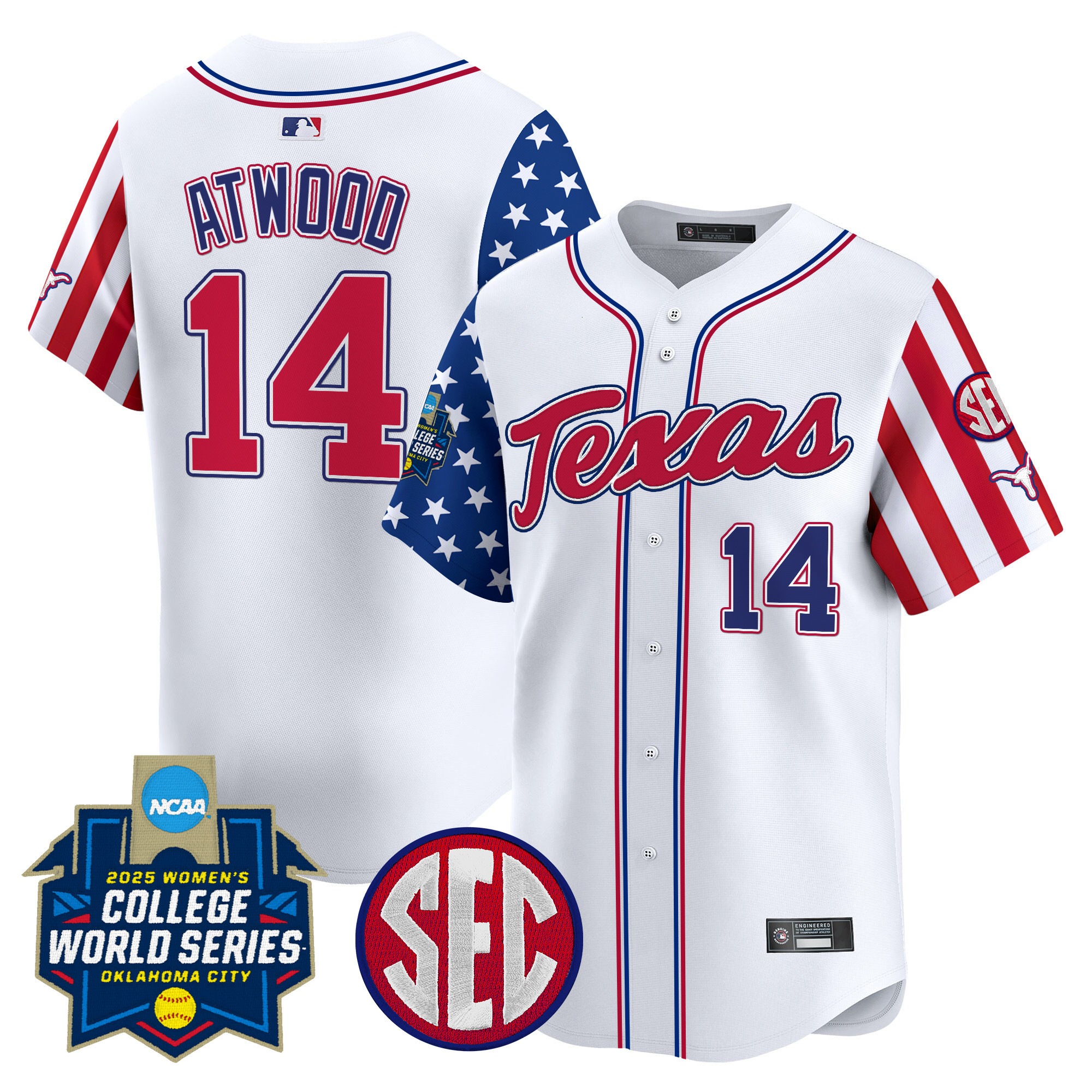 Men's size - Texas Longhorns Softball 2025 Independence Day Vapor Premier Limited Jersey - All Stitched