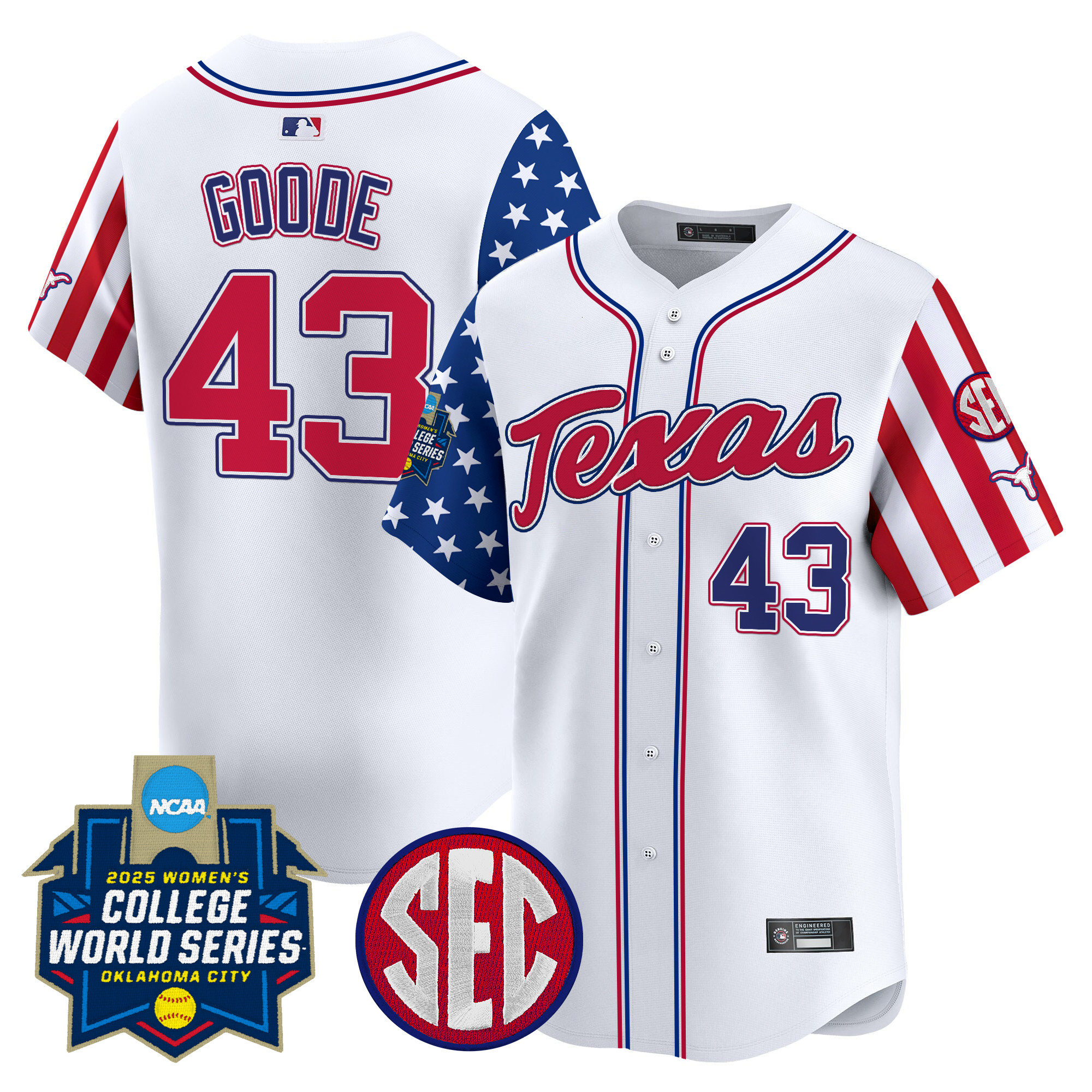 Men's size - Texas Longhorns Softball 2025 Independence Day Vapor Premier Limited Jersey - All Stitched
