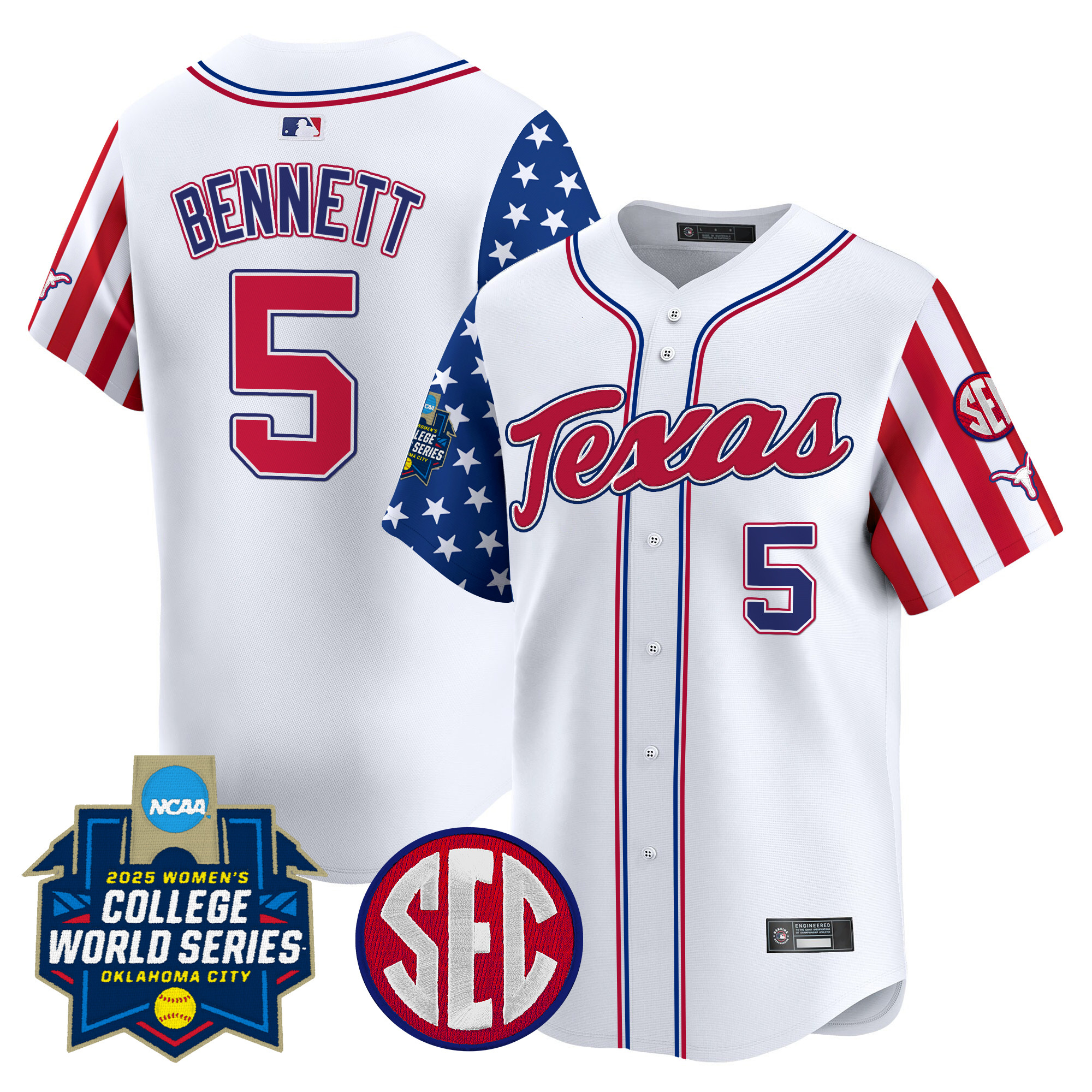 Men's size - Texas Longhorns Softball 2025 Independence Day Vapor Premier Limited Jersey - All Stitched