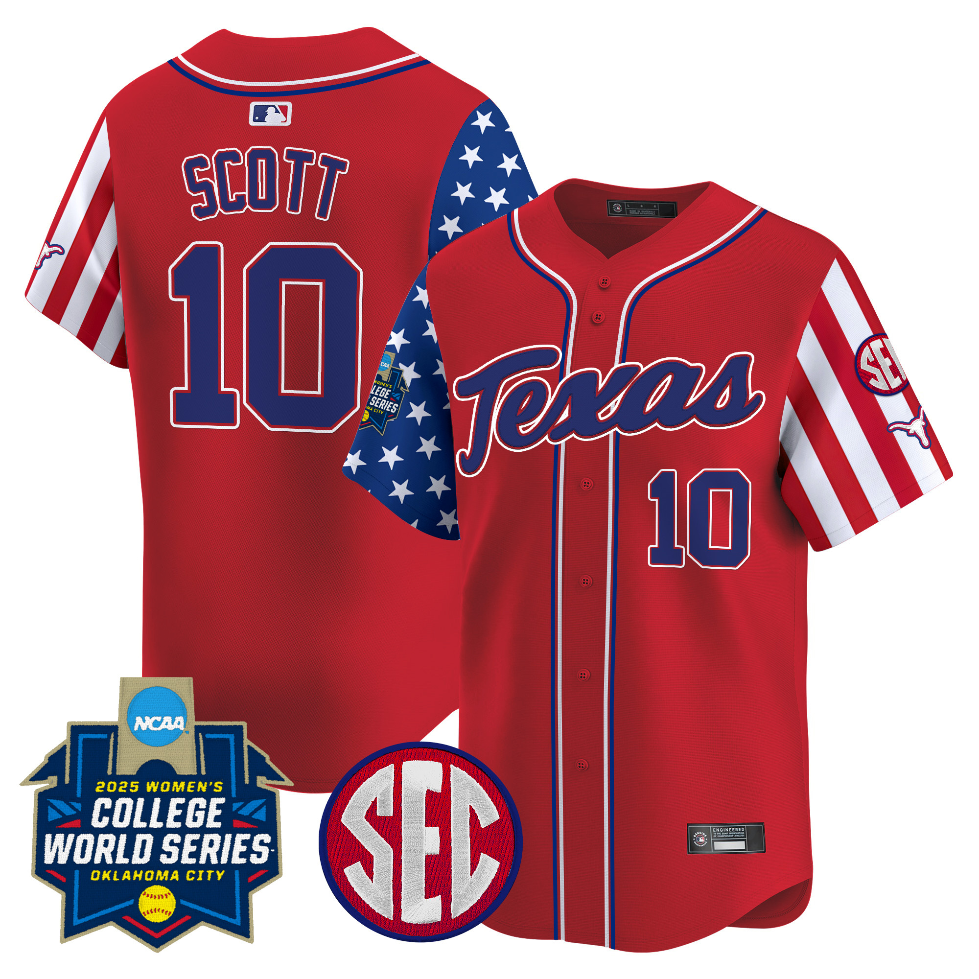 Men's size - Texas Longhorns Softball 2025 Independence Day Vapor Premier Limited Jersey - All Stitched
