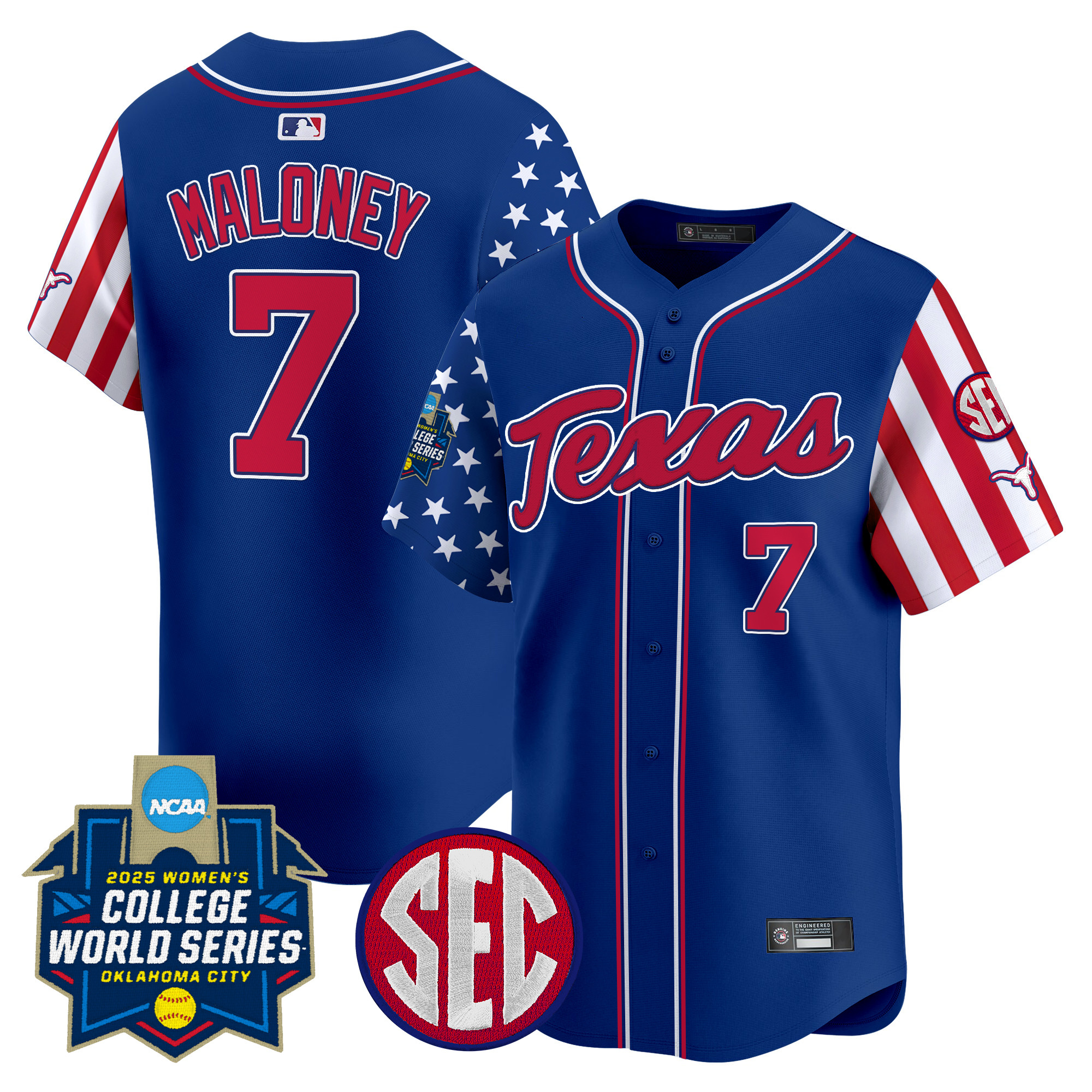 Men's size - Texas Longhorns Softball 2025 Independence Day Vapor Premier Limited Jersey - All Stitched