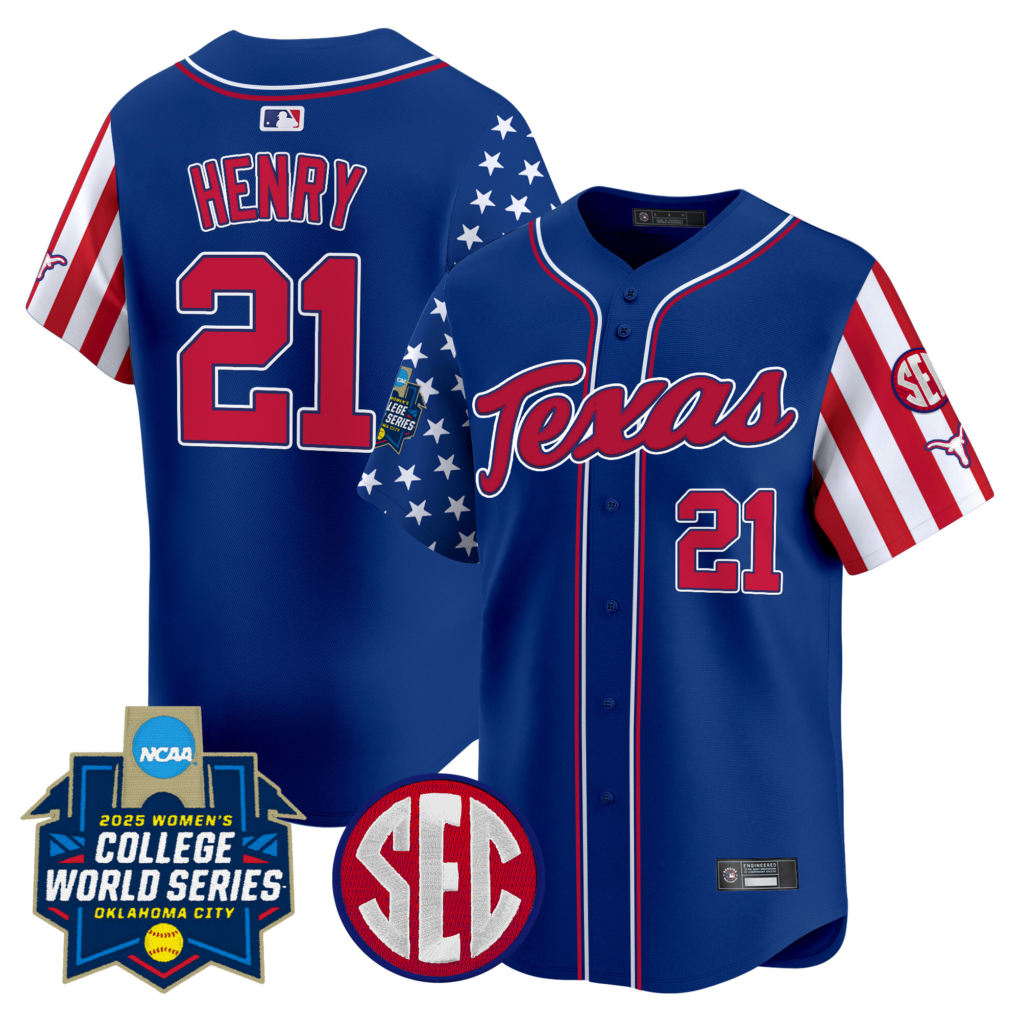 Men's size - Texas Longhorns Softball 2025 Independence Day Vapor Premier Limited Jersey - All Stitched