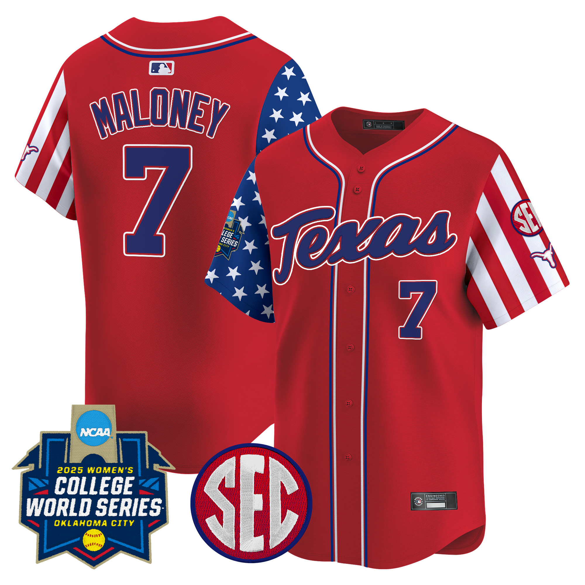 Men's size - Texas Longhorns Softball 2025 Independence Day Vapor Premier Limited Jersey - All Stitched