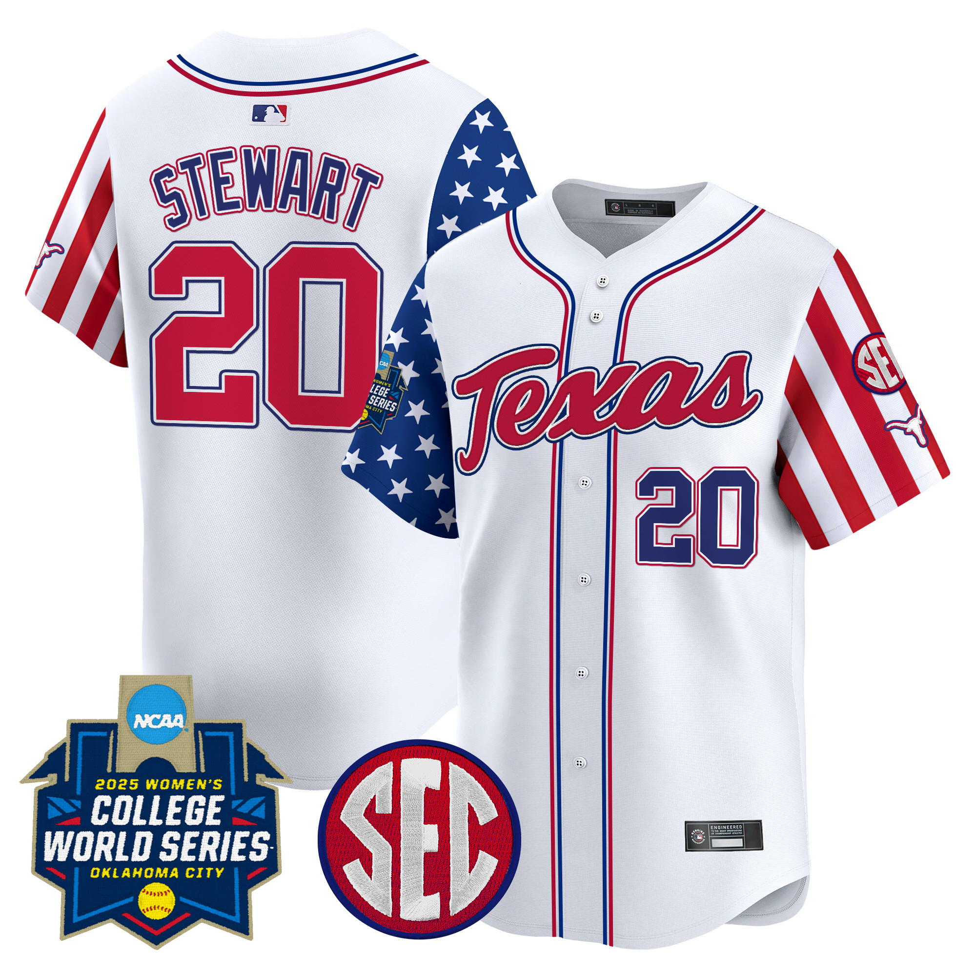 Men's size - Texas Longhorns Softball 2025 Independence Day Vapor Premier Limited Jersey - All Stitched