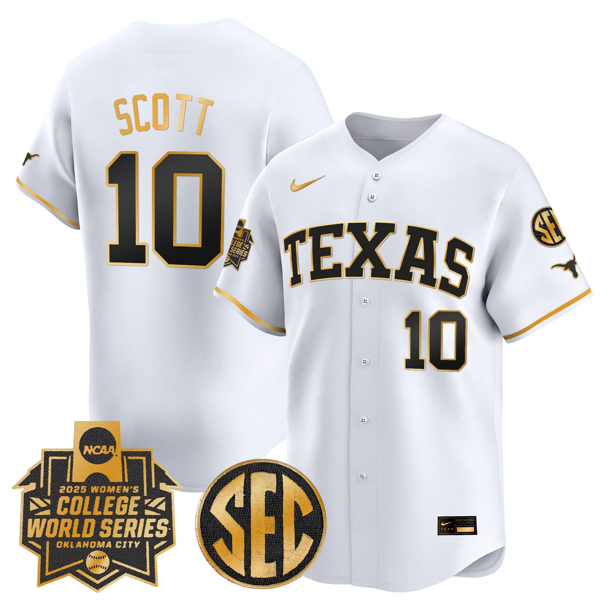 Men's size - Texas Longhorns Softball 2025 World Series (WCWS) Vapor Premier Limited Jersey - All Stitched