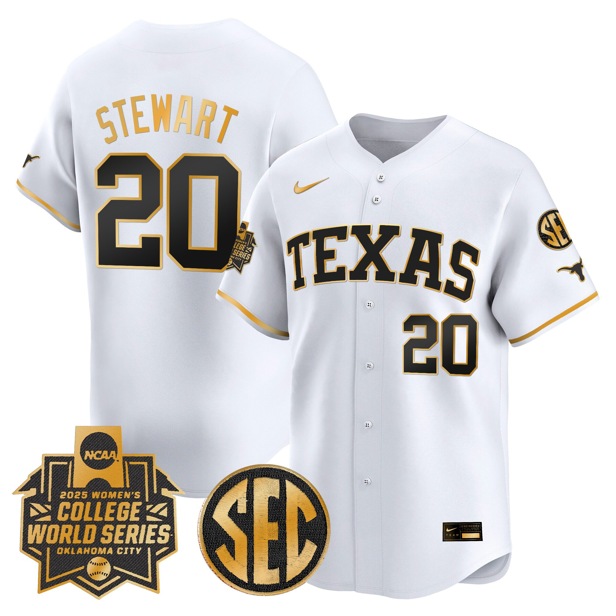 Men's size - Texas Longhorns Softball 2025 World Series (WCWS) Vapor Premier Limited Jersey - All Stitched