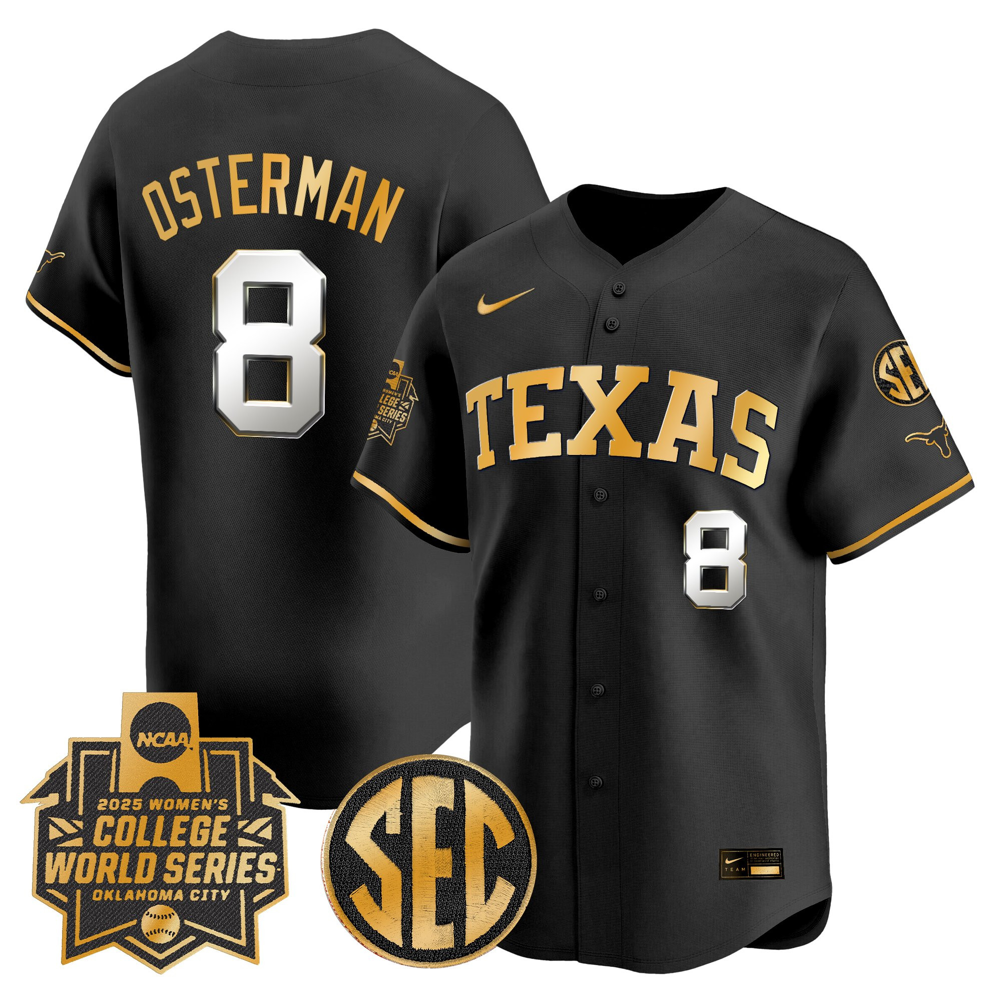 Men's size - Texas Longhorns Softball 2025 World Series (WCWS) Vapor Premier Limited Jersey - All Stitched
