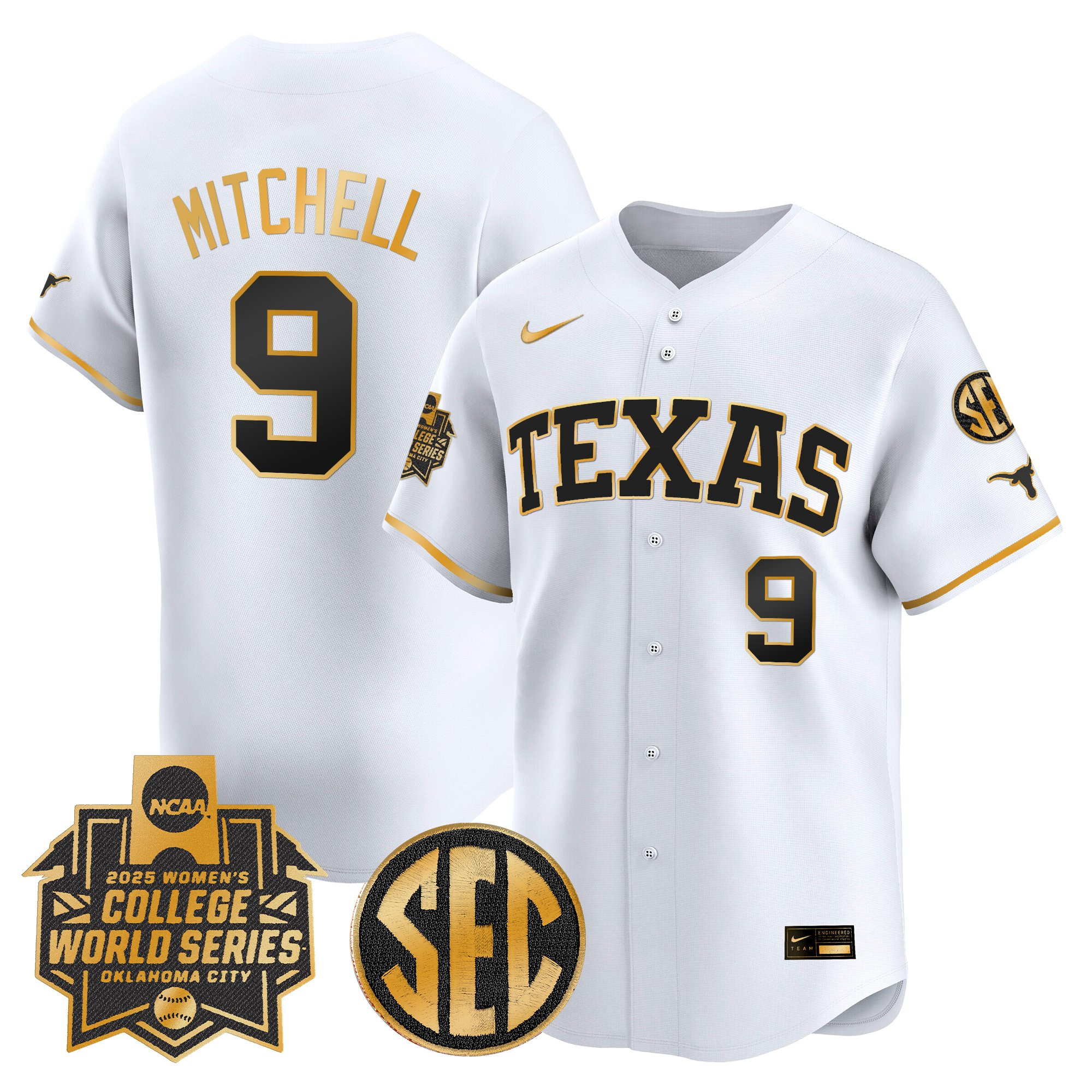Men's size - Texas Longhorns Softball 2025 World Series (WCWS) Vapor Premier Limited Jersey - All Stitched