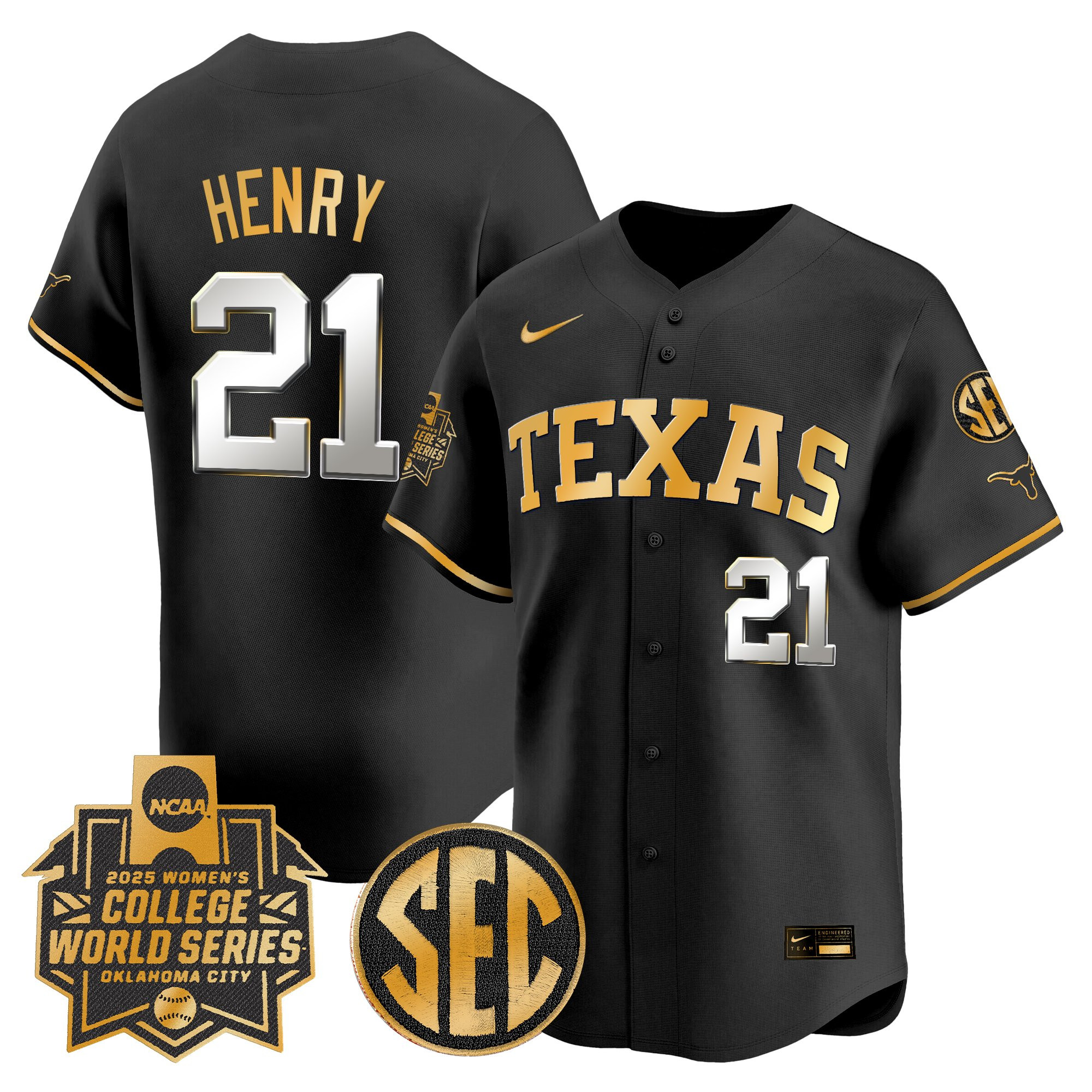 Men's size - Texas Longhorns Softball 2025 World Series (WCWS) Vapor Premier Limited Jersey - All Stitched