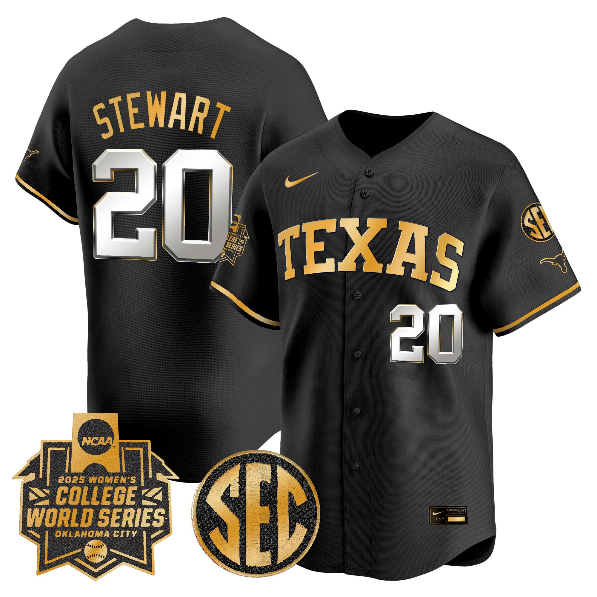 Men's size - Texas Longhorns Softball 2025 World Series (WCWS) Vapor Premier Limited Jersey - All Stitched