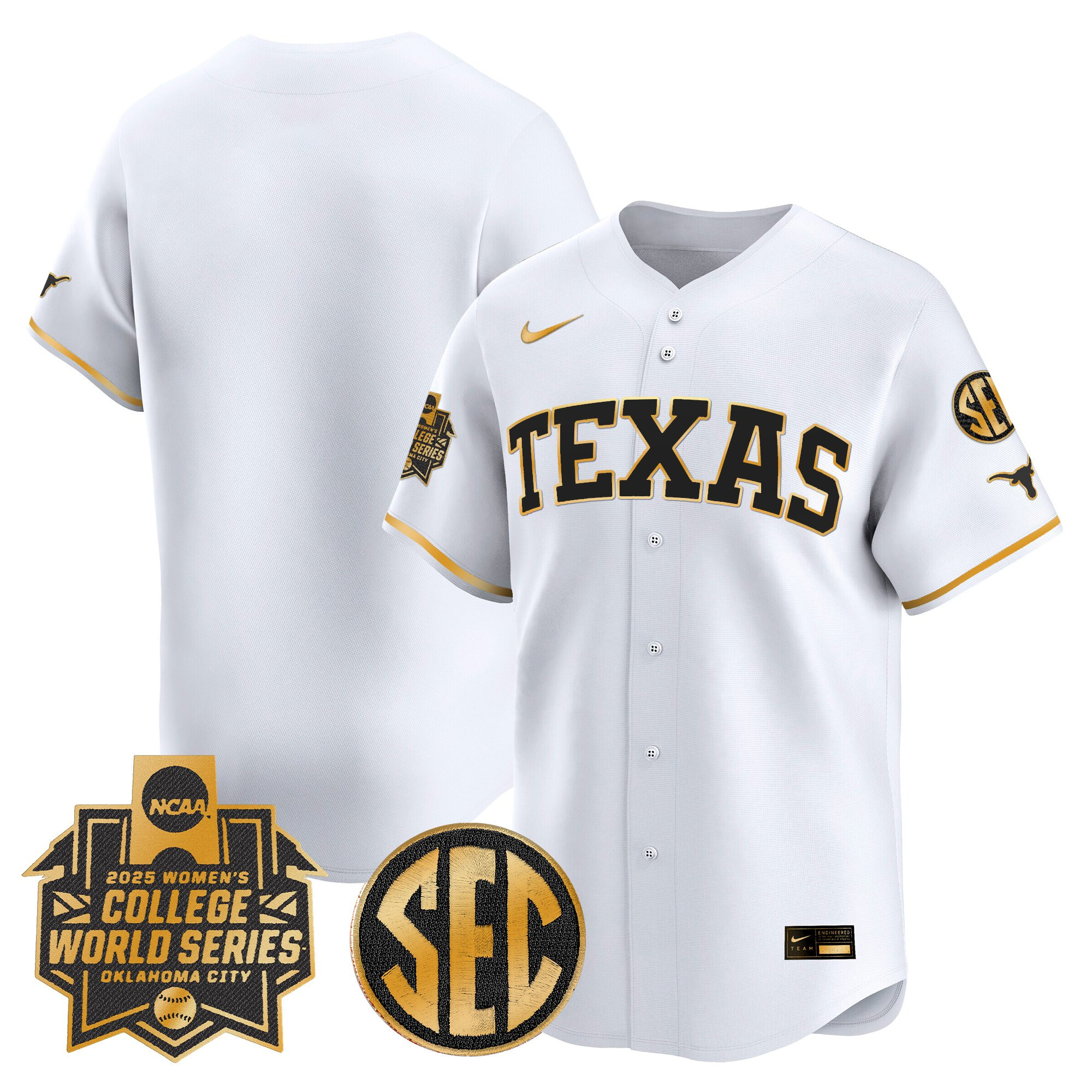 Men's size - Texas Longhorns Softball 2025 World Series (WCWS) Vapor Premier Limited Jersey - All Stitched