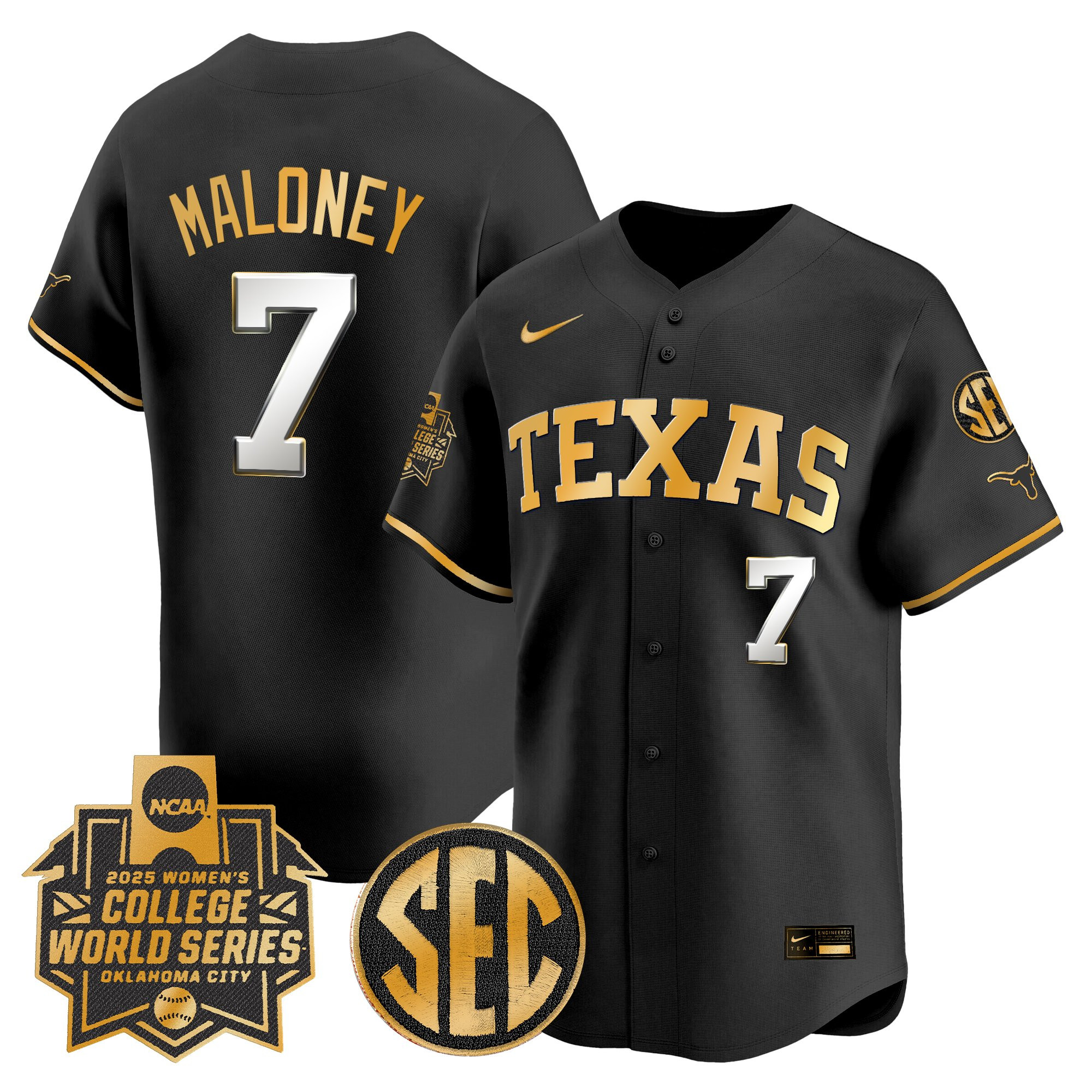 Men's size - Texas Longhorns Softball 2025 World Series (WCWS) Vapor Premier Limited Jersey - All Stitched
