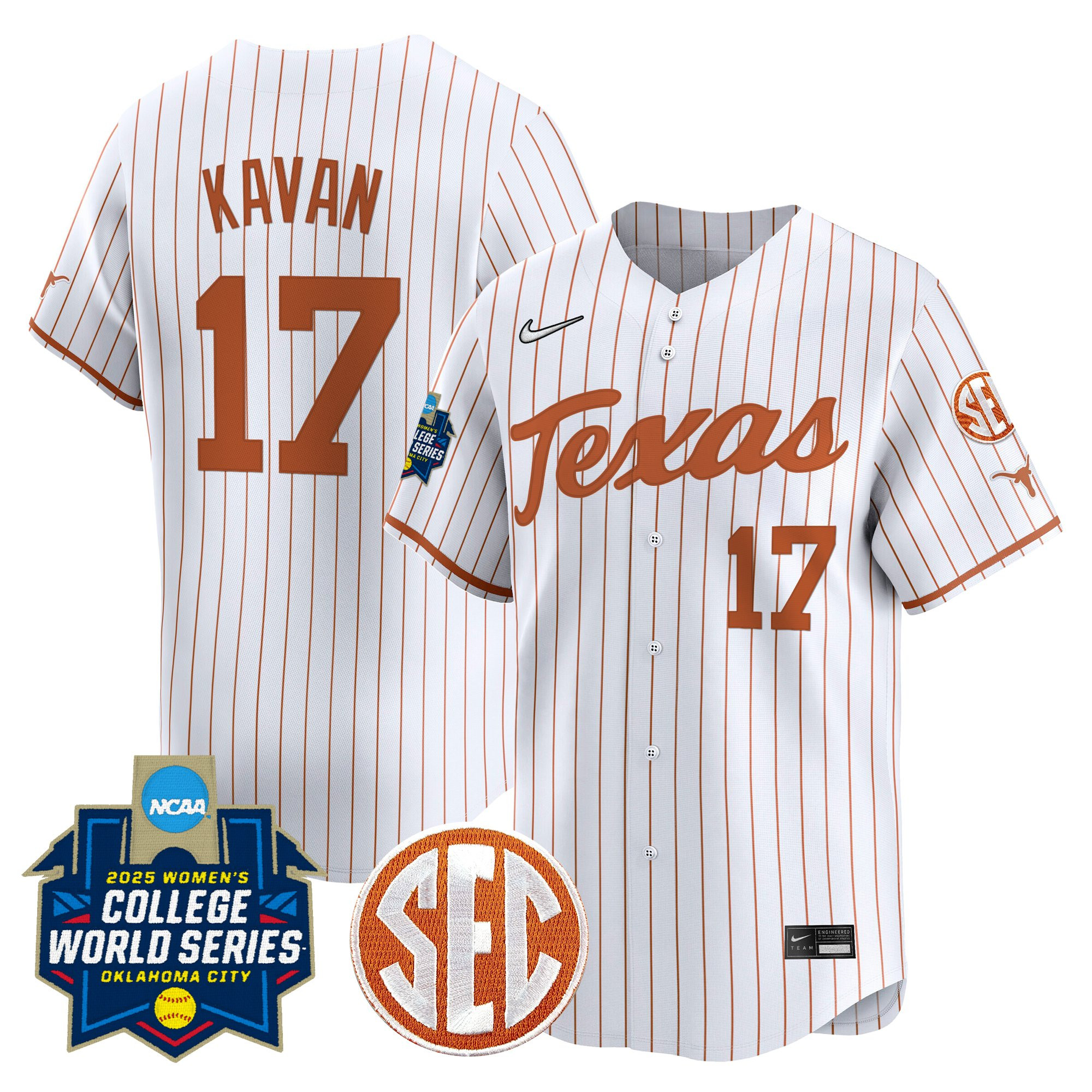 Men's size - Texas Longhorns Softball 2025 World Series (WCWS) Vapor Premier Limited Jersey - All Stitched