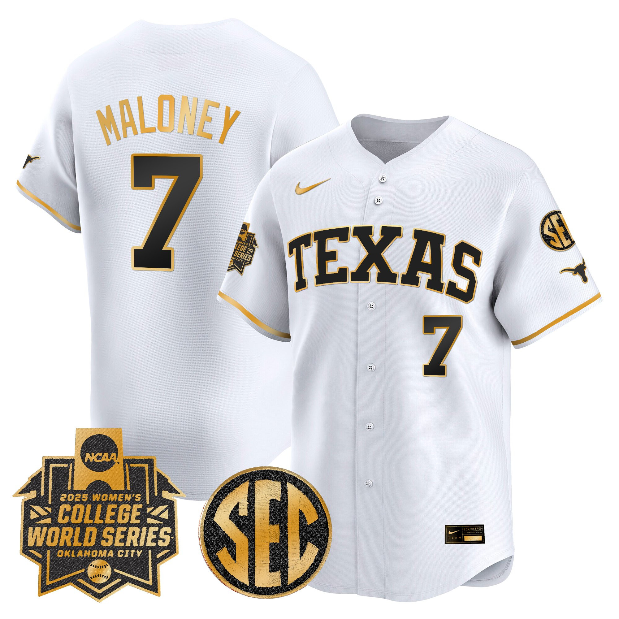 Men's size - Texas Longhorns Softball 2025 World Series (WCWS) Vapor Premier Limited Jersey - All Stitched