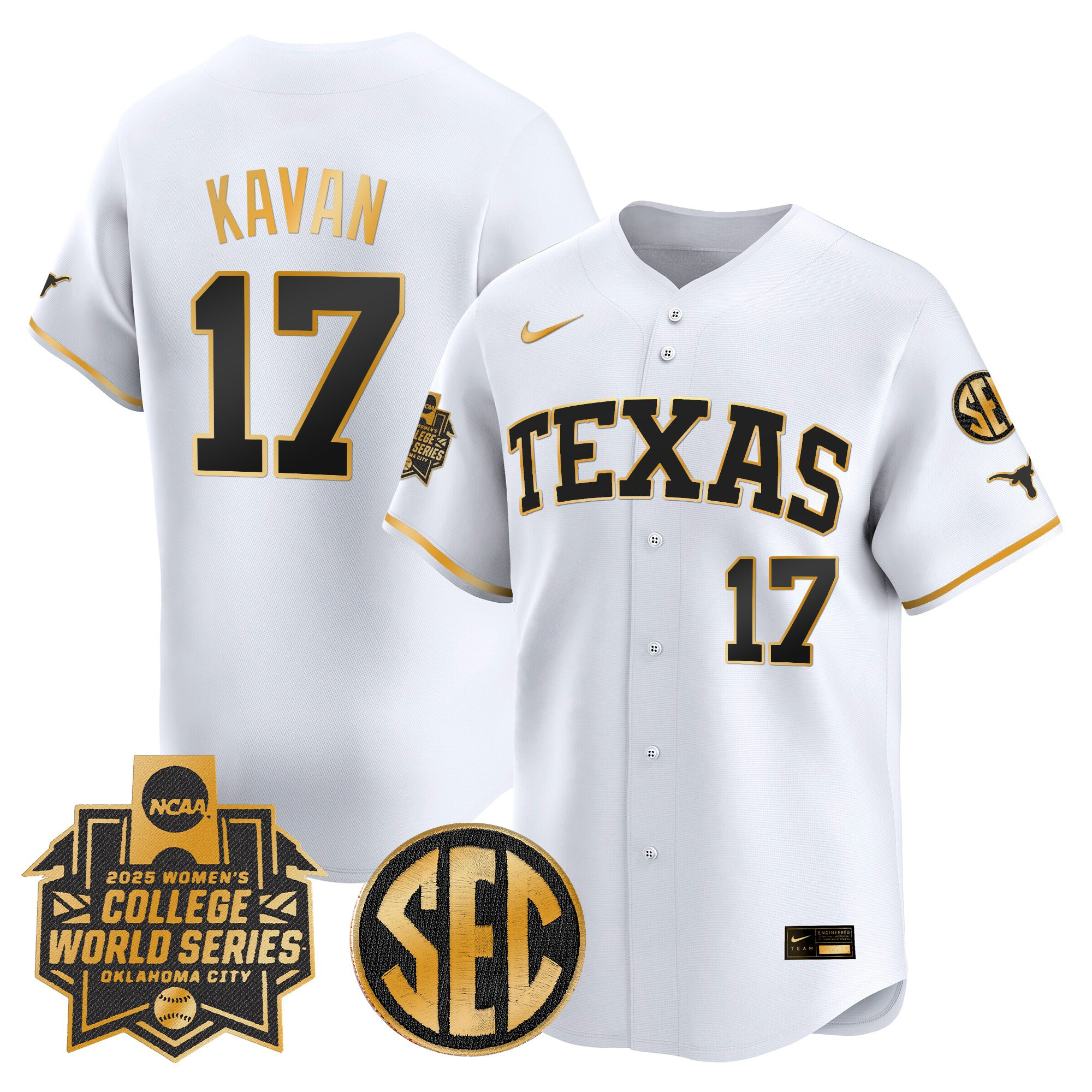 Men's size - Texas Longhorns Softball 2025 World Series (WCWS) Vapor Premier Limited Jersey - All Stitched