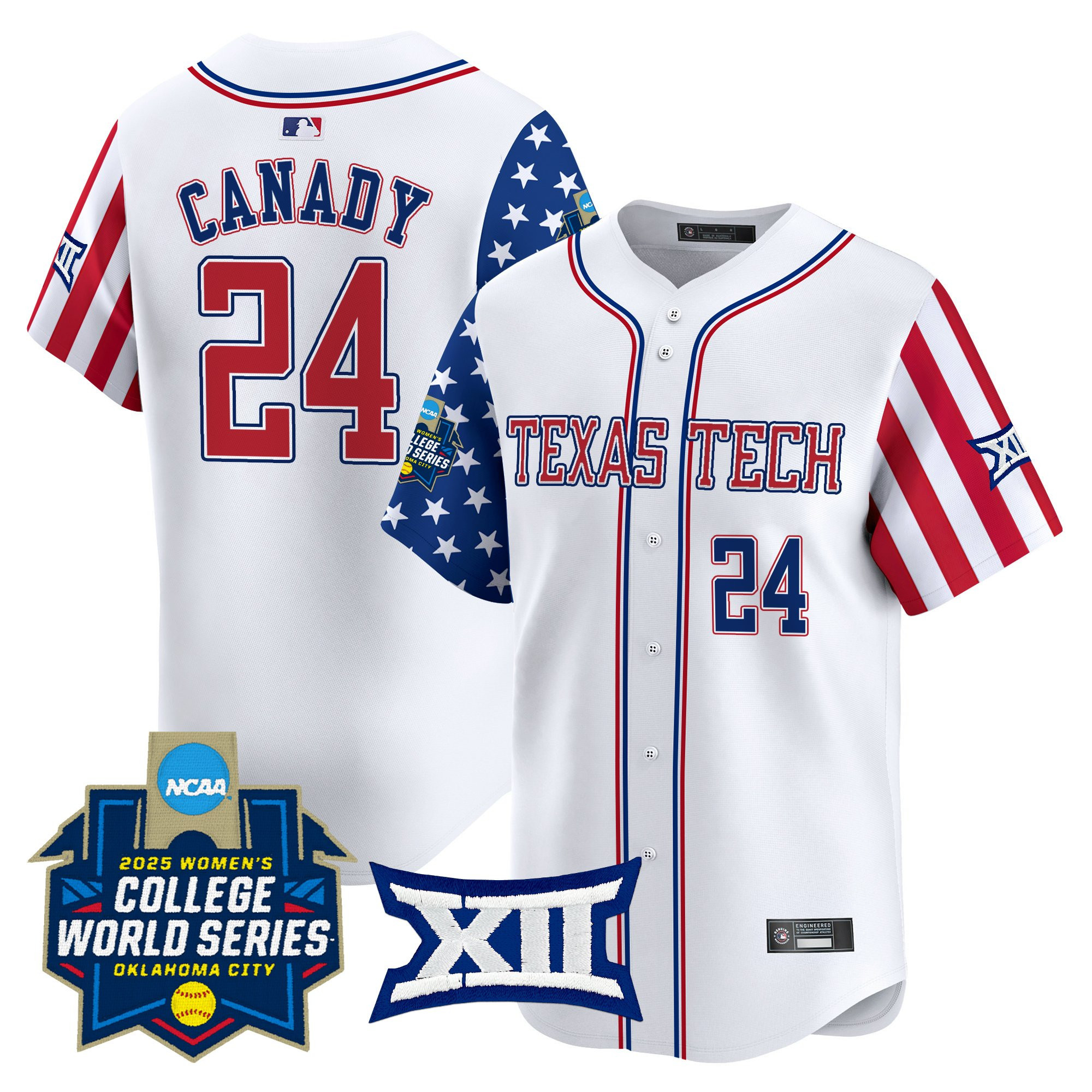 Men's size - Texas Tech Red Raiders Softball 2025 Independence Day Vapor Premier Limited Jersey - All Stitched