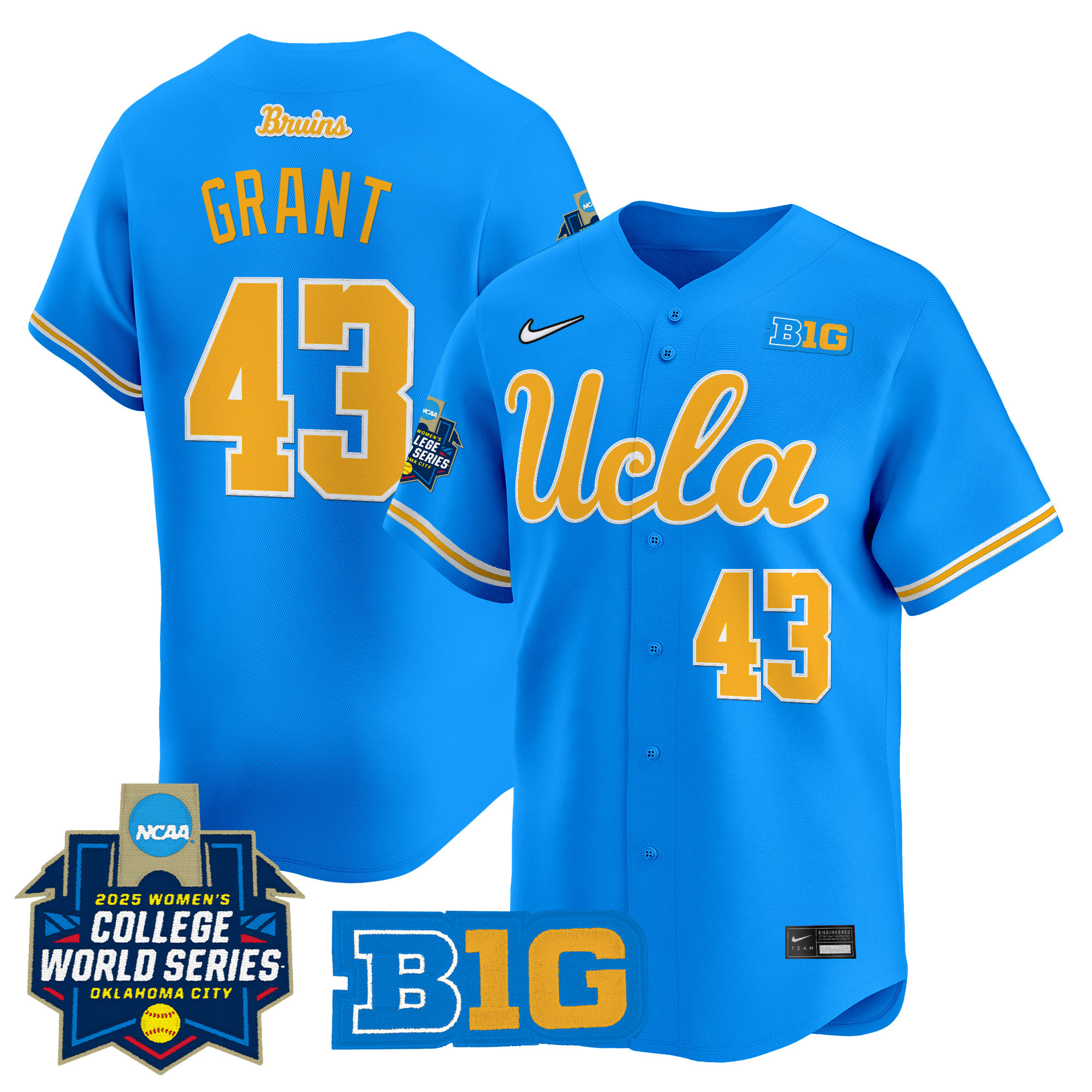 Men's size - UCLA Bruins Softball 2025 World Series (WCWS) Vapor Premier Limited Jersey - All Stitched