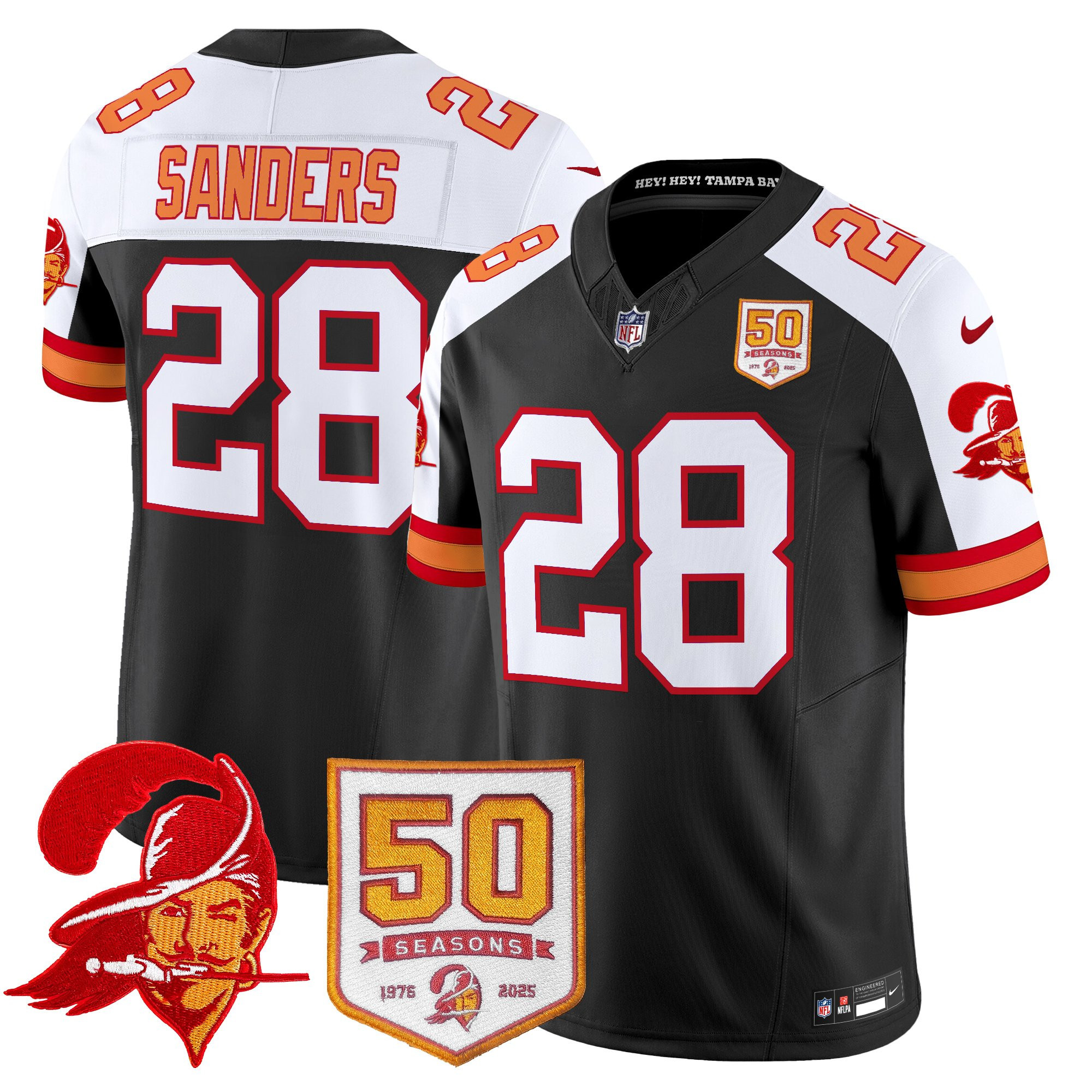 Men's Tampa Bay Buccaneers Throwback 50th Season Patch Vapor Limited Jersey - All Stitched