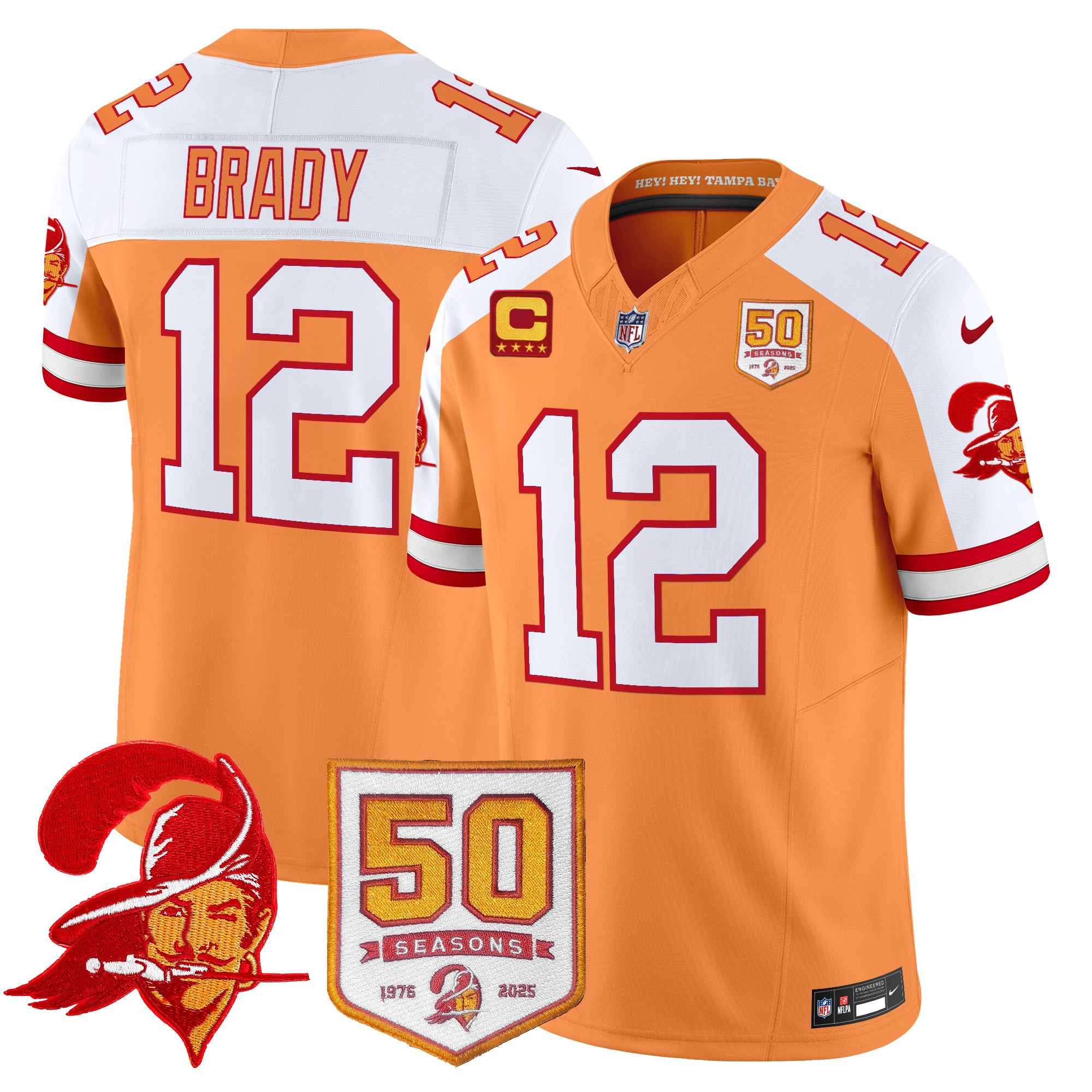 Men's Tampa Bay Buccaneers Throwback 50th Season Patch Vapor Limited Jersey - All Stitched