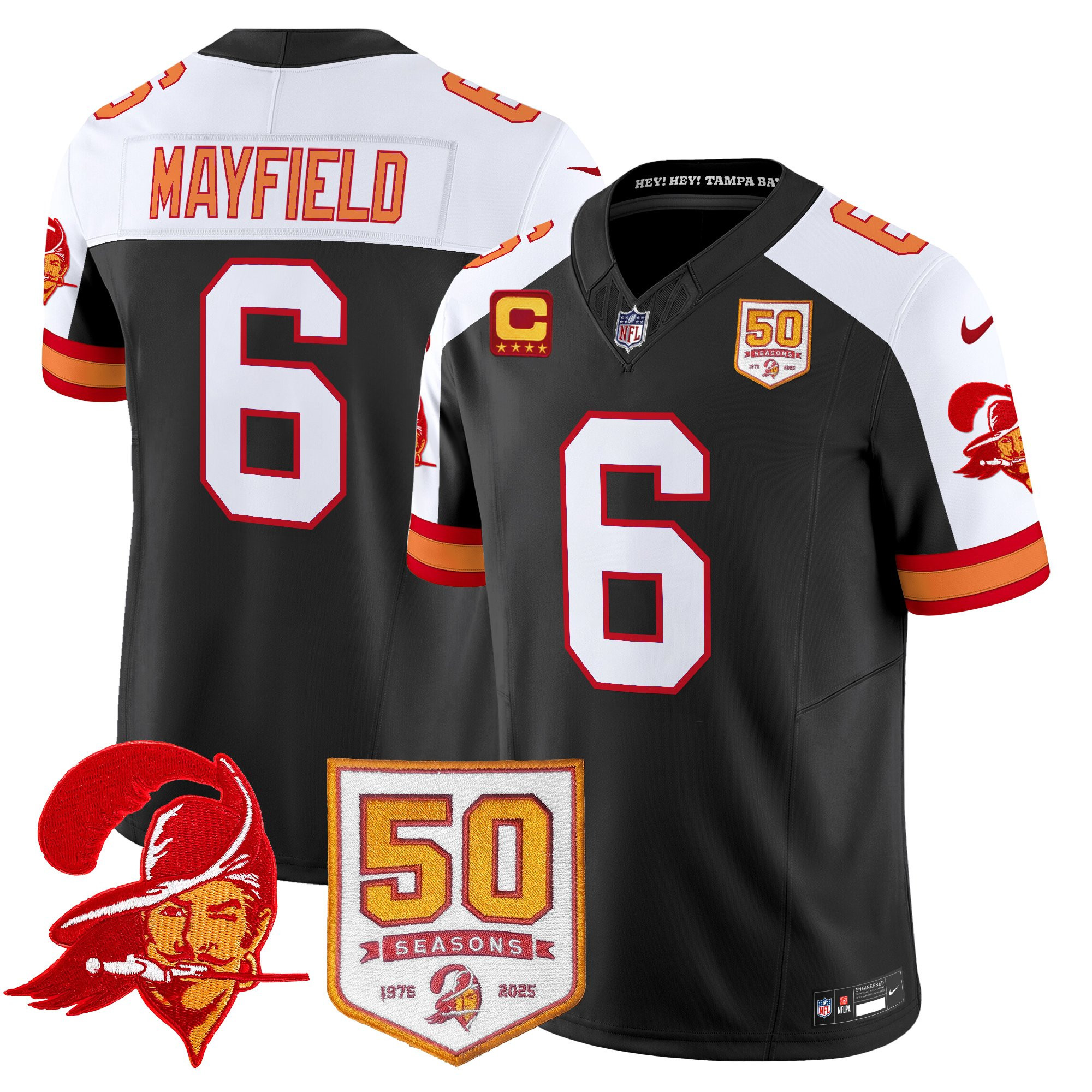 Men's Tampa Bay Buccaneers Throwback 50th Season Patch Vapor Limited Jersey - All Stitched