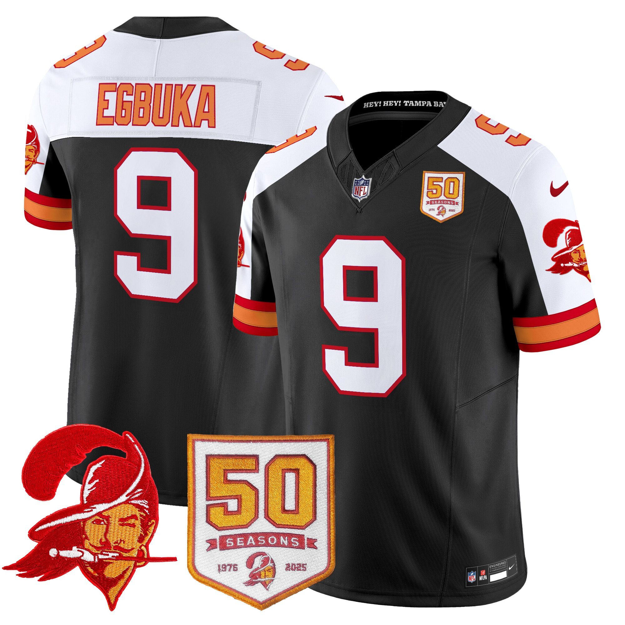 Men's Tampa Bay Buccaneers Throwback 50th Season Patch Vapor Limited Jersey - All Stitched