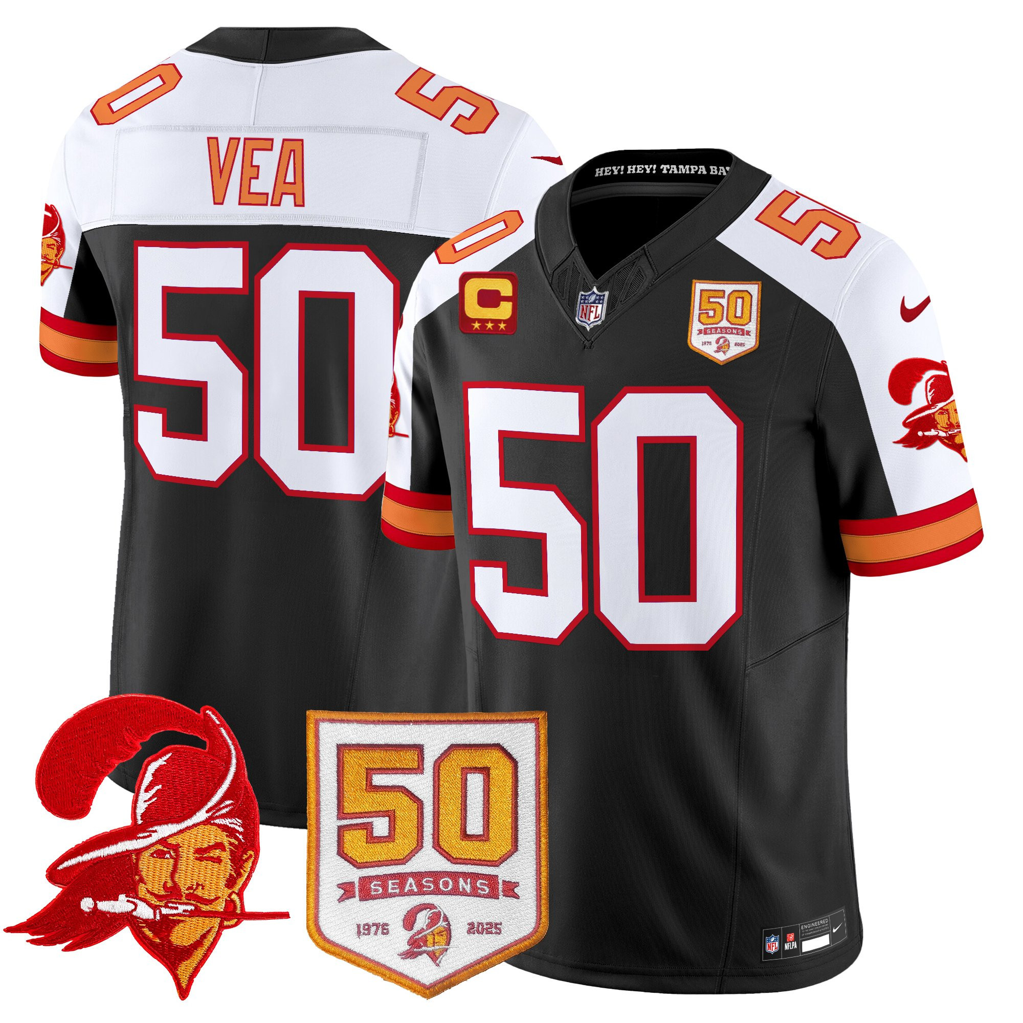 Men's Tampa Bay Buccaneers Throwback 50th Season Patch Vapor Limited Jersey - All Stitched
