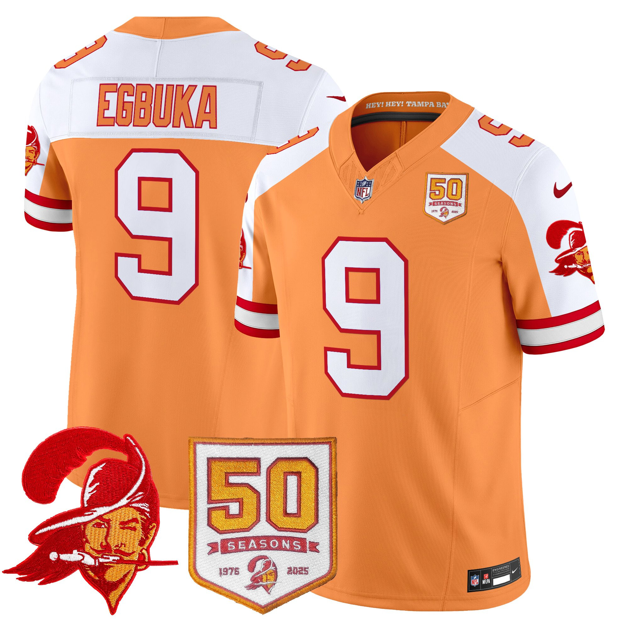 Men's Tampa Bay Buccaneers Throwback 50th Season Patch Vapor Limited Jersey - All Stitched