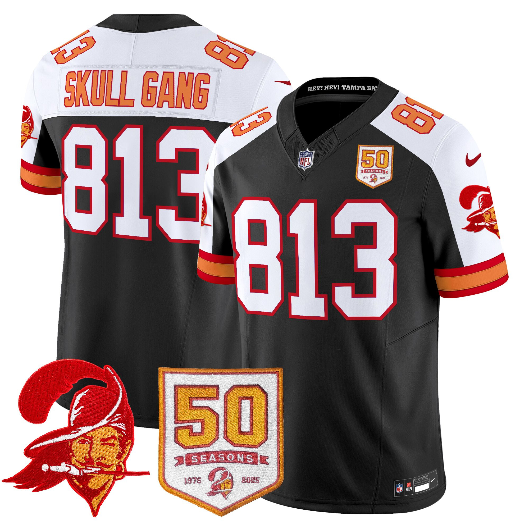 Men's Tampa Bay Buccaneers Throwback 50th Season Patch Vapor Limited Jersey - All Stitched