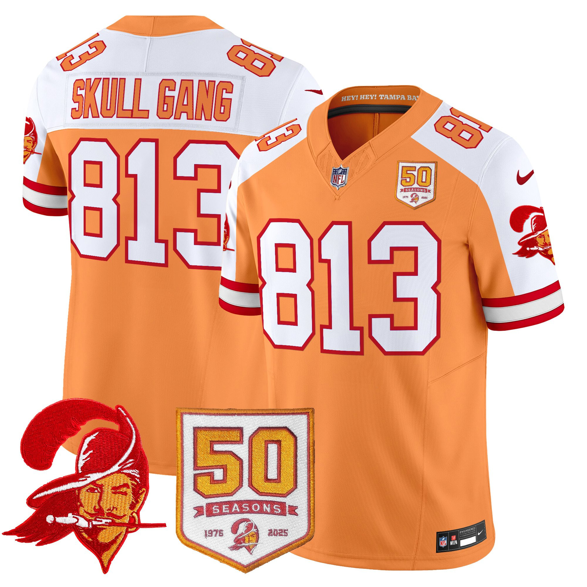 Men's Tampa Bay Buccaneers Throwback 50th Season Patch Vapor Limited Jersey - All Stitched