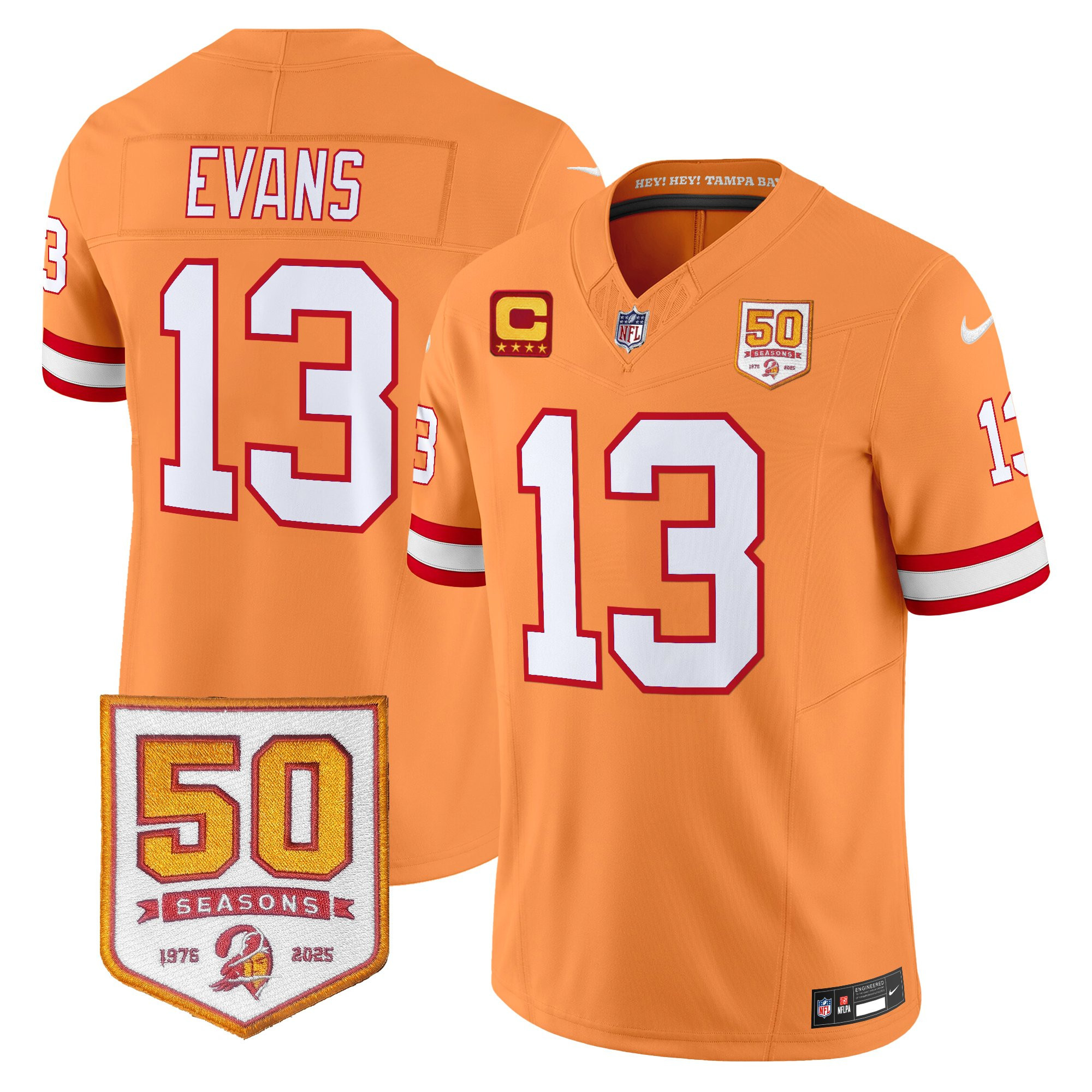 Men's Tampa Bay Buccaneers Throwback 50th Season Patch Vapor Limited Jersey - All Stitched