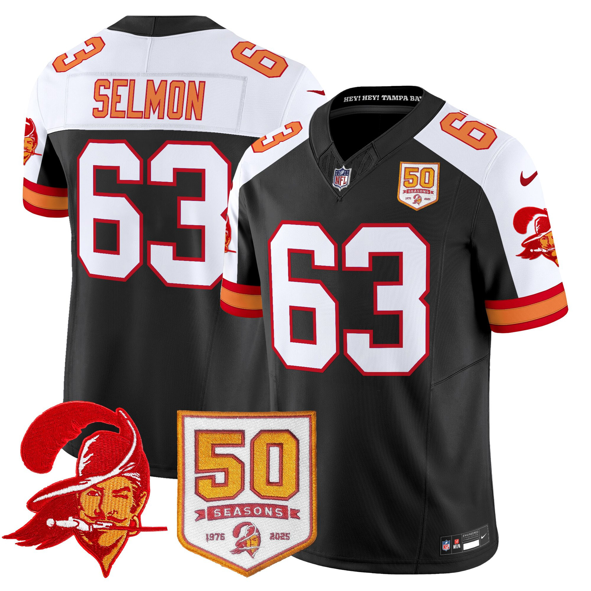 Men's Tampa Bay Buccaneers Throwback 50th Season Patch Vapor Limited Jersey - All Stitched