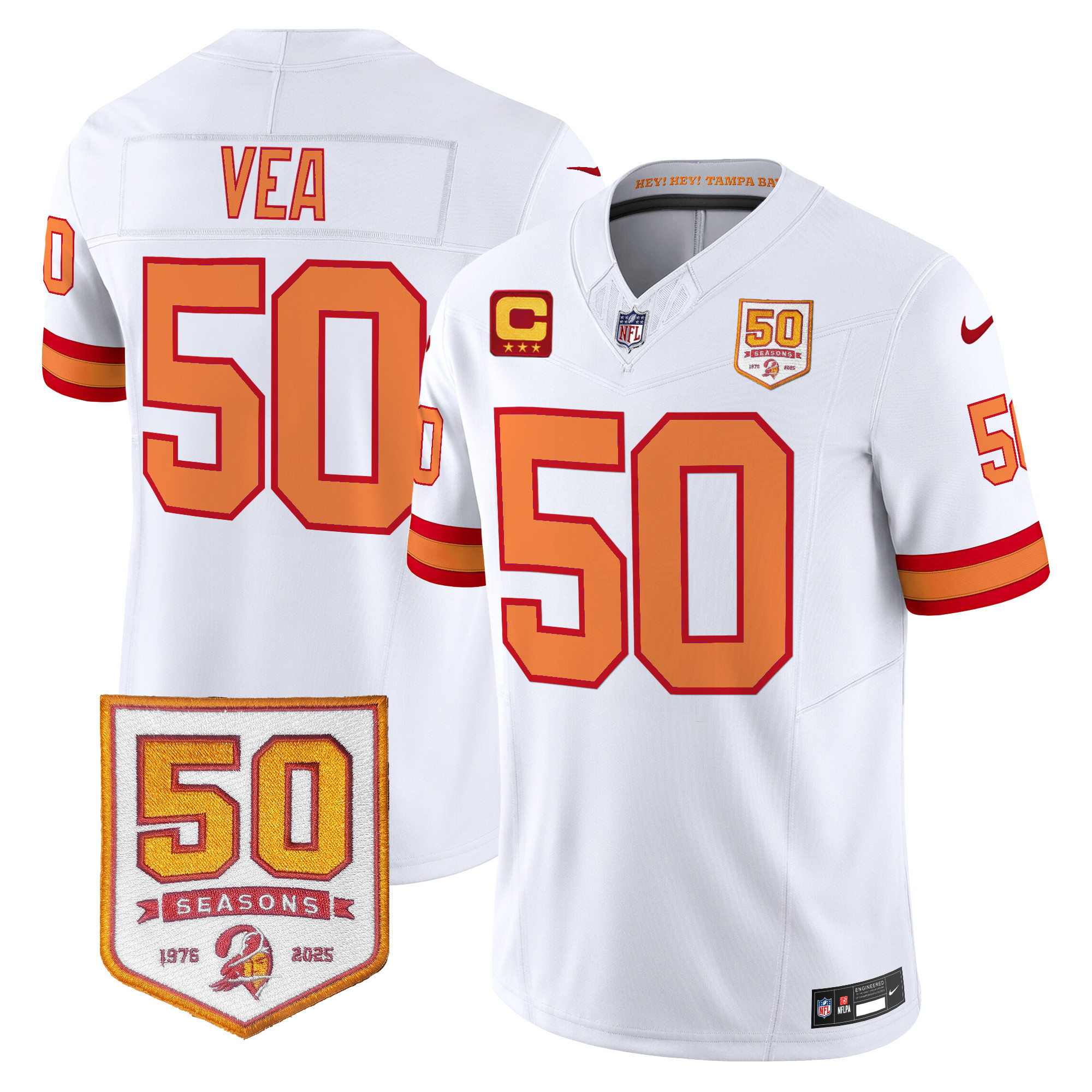 Men's Tampa Bay Buccaneers Throwback 50th Season Patch Vapor Limited Jersey - All Stitched
