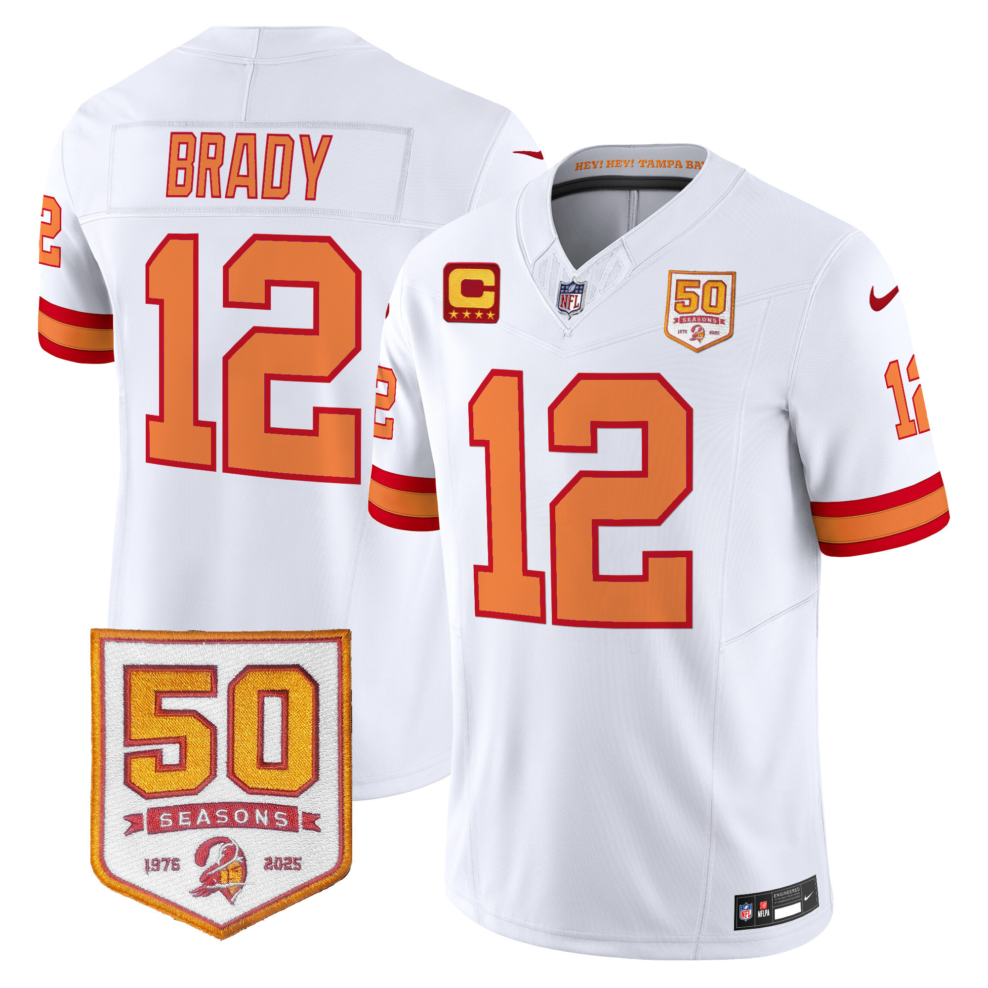 Men's Tampa Bay Buccaneers Throwback 50th Season Patch Vapor Limited Jersey - All Stitched