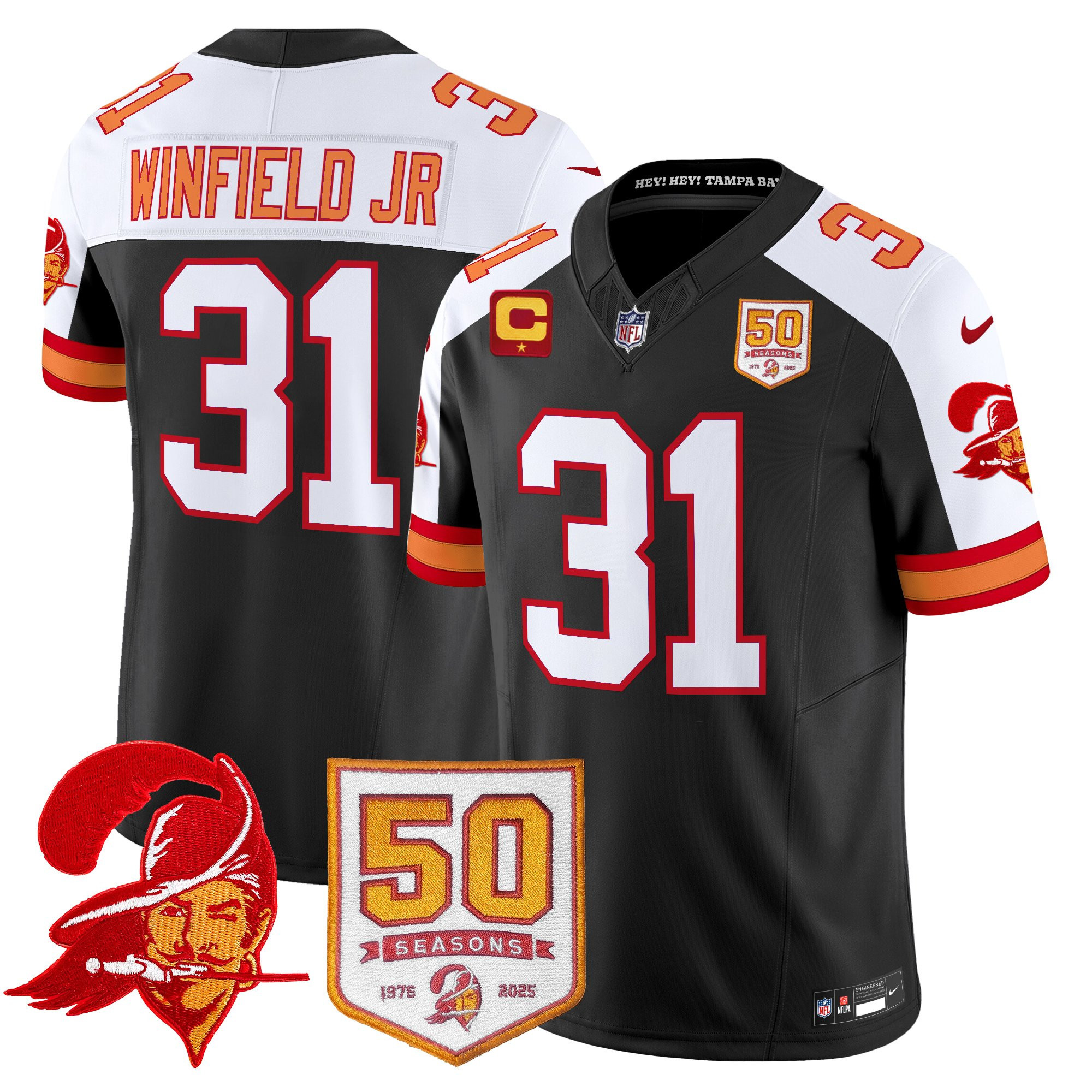 Men's Tampa Bay Buccaneers Throwback 50th Season Patch Vapor Limited Jersey - All Stitched