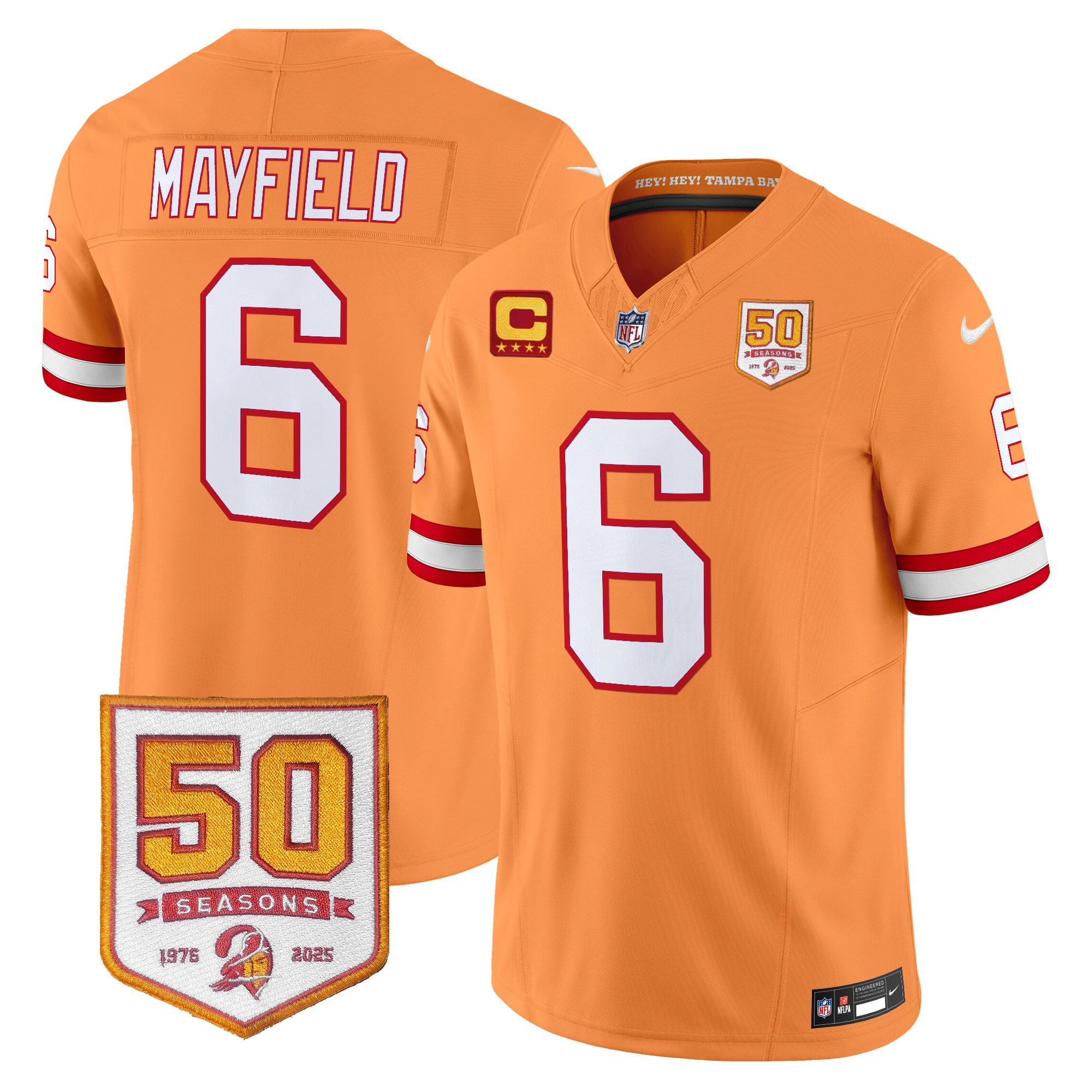Men's Tampa Bay Buccaneers Throwback 50th Season Patch Vapor Limited Jersey - All Stitched