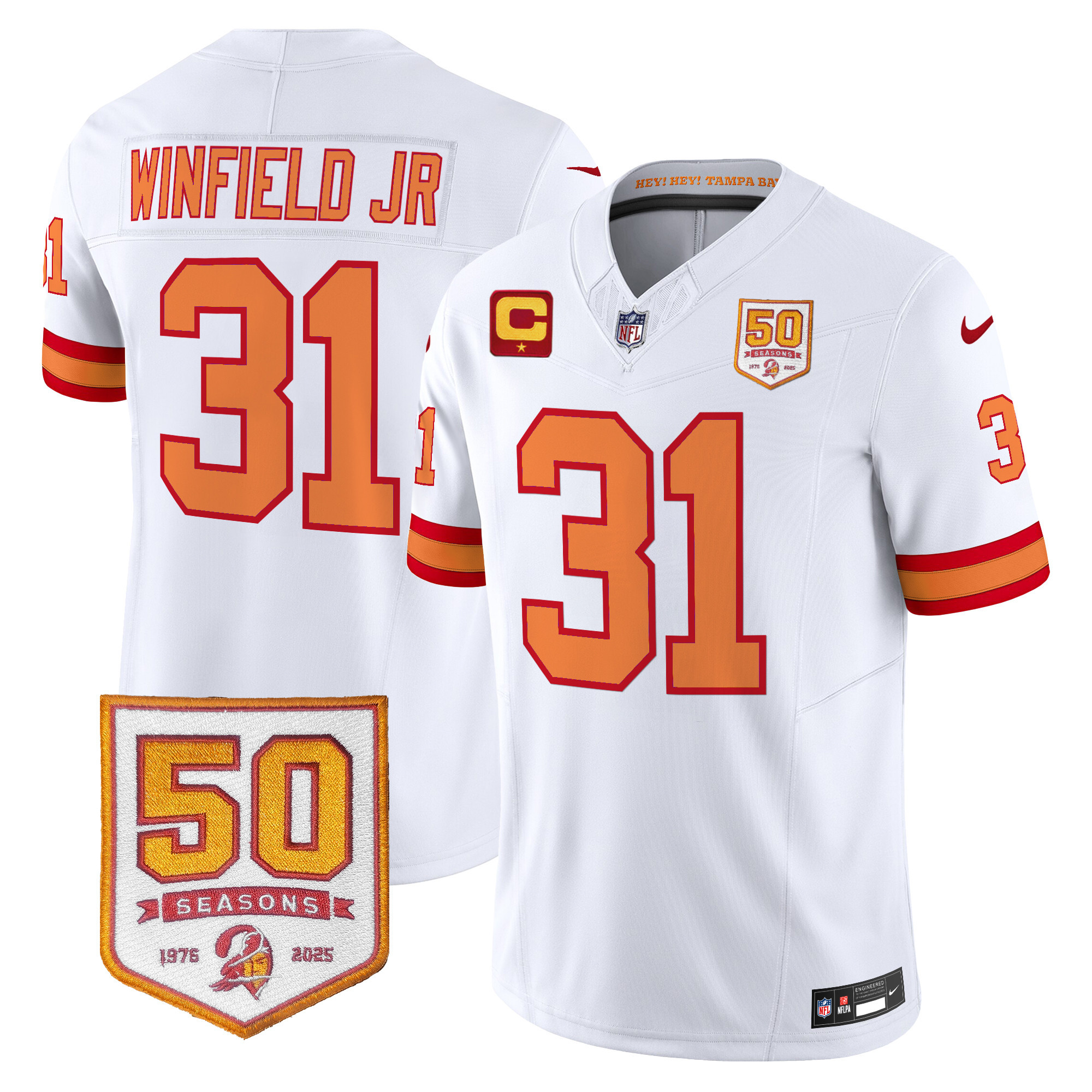 Men's Tampa Bay Buccaneers Throwback 50th Season Patch Vapor Limited Jersey - All Stitched