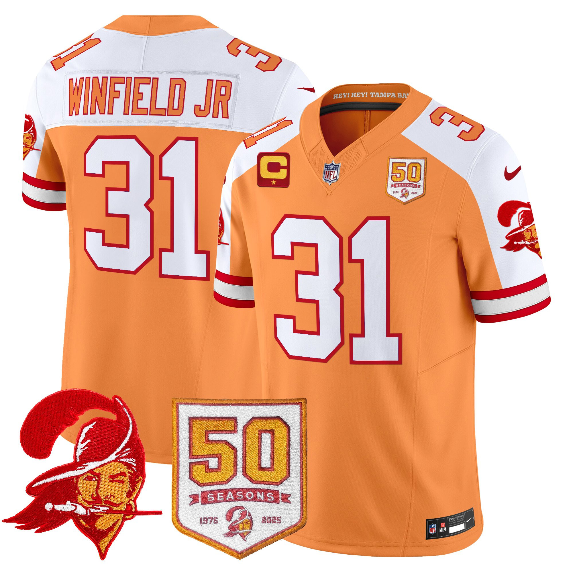 Men's Tampa Bay Buccaneers Throwback 50th Season Patch Vapor Limited Jersey - All Stitched