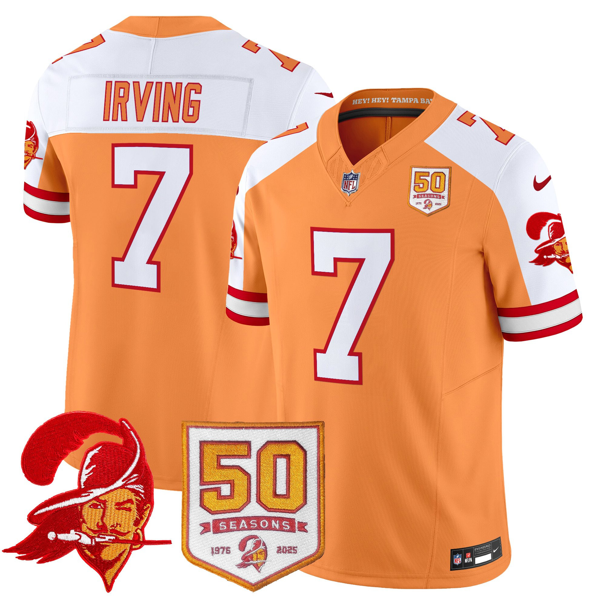Men's Tampa Bay Buccaneers Throwback 50th Season Patch Vapor Limited Jersey - All Stitched