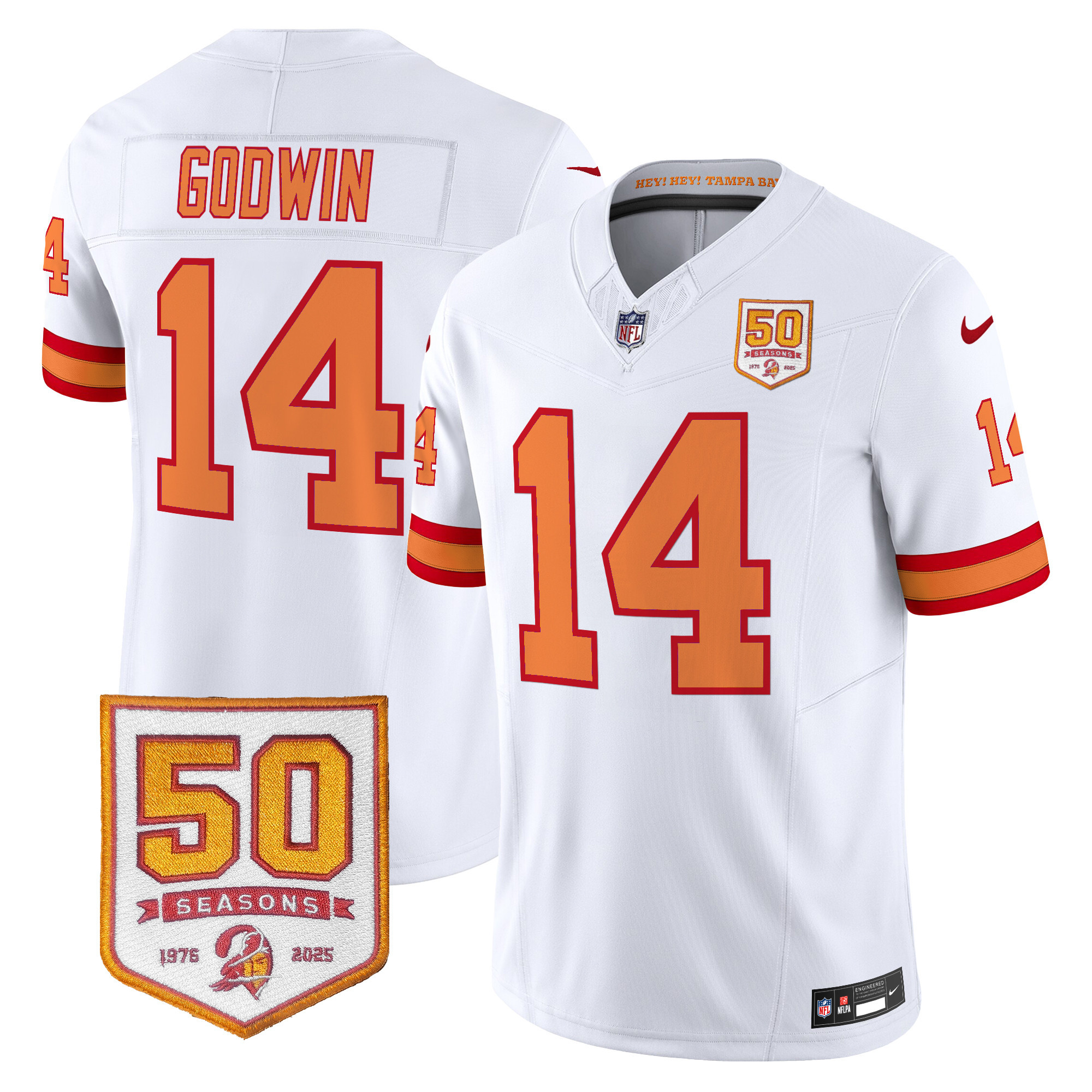 Men's Tampa Bay Buccaneers Throwback 50th Season Patch Vapor Limited Jersey - All Stitched